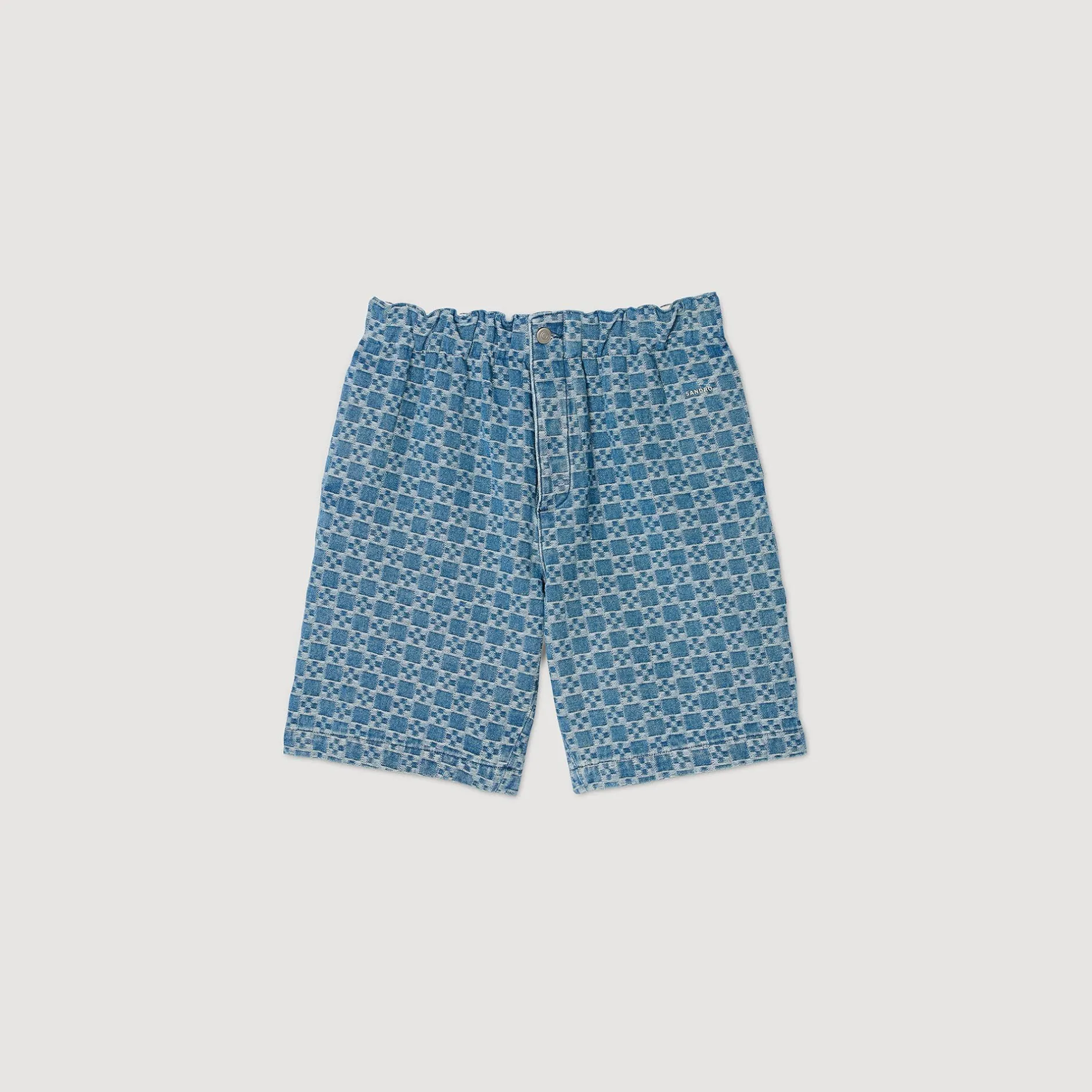 Homme SANDRO Bermuda En Denim Square Cross