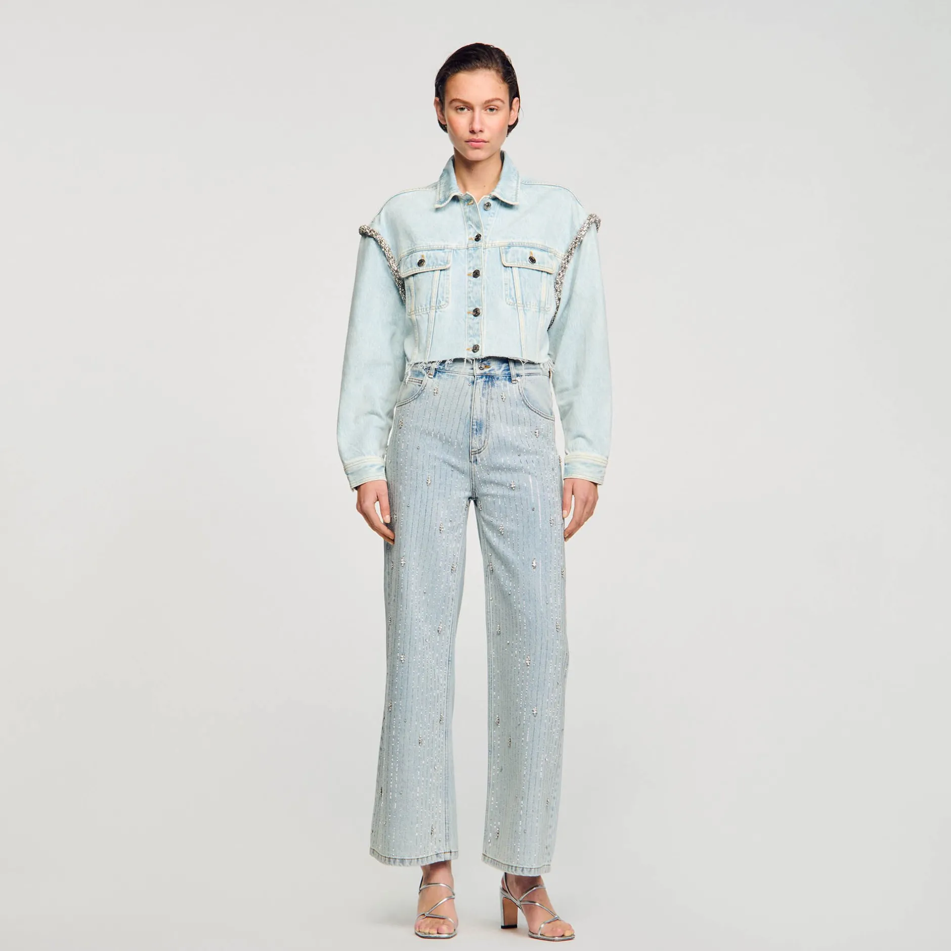 Femme SANDRO Blouson Court En Denim