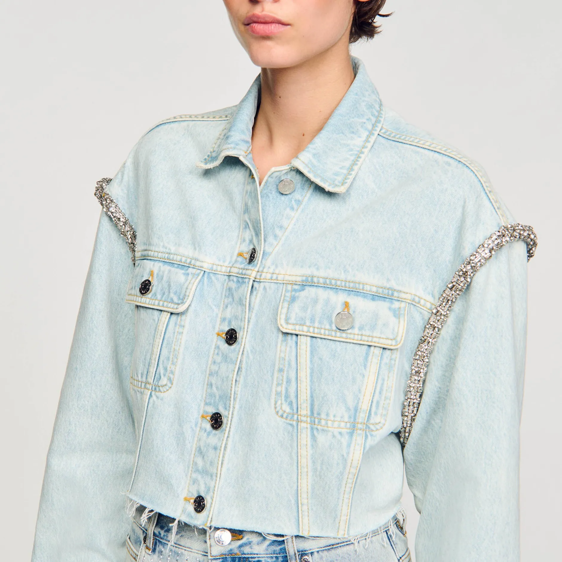 Femme SANDRO Blouson Court En Denim