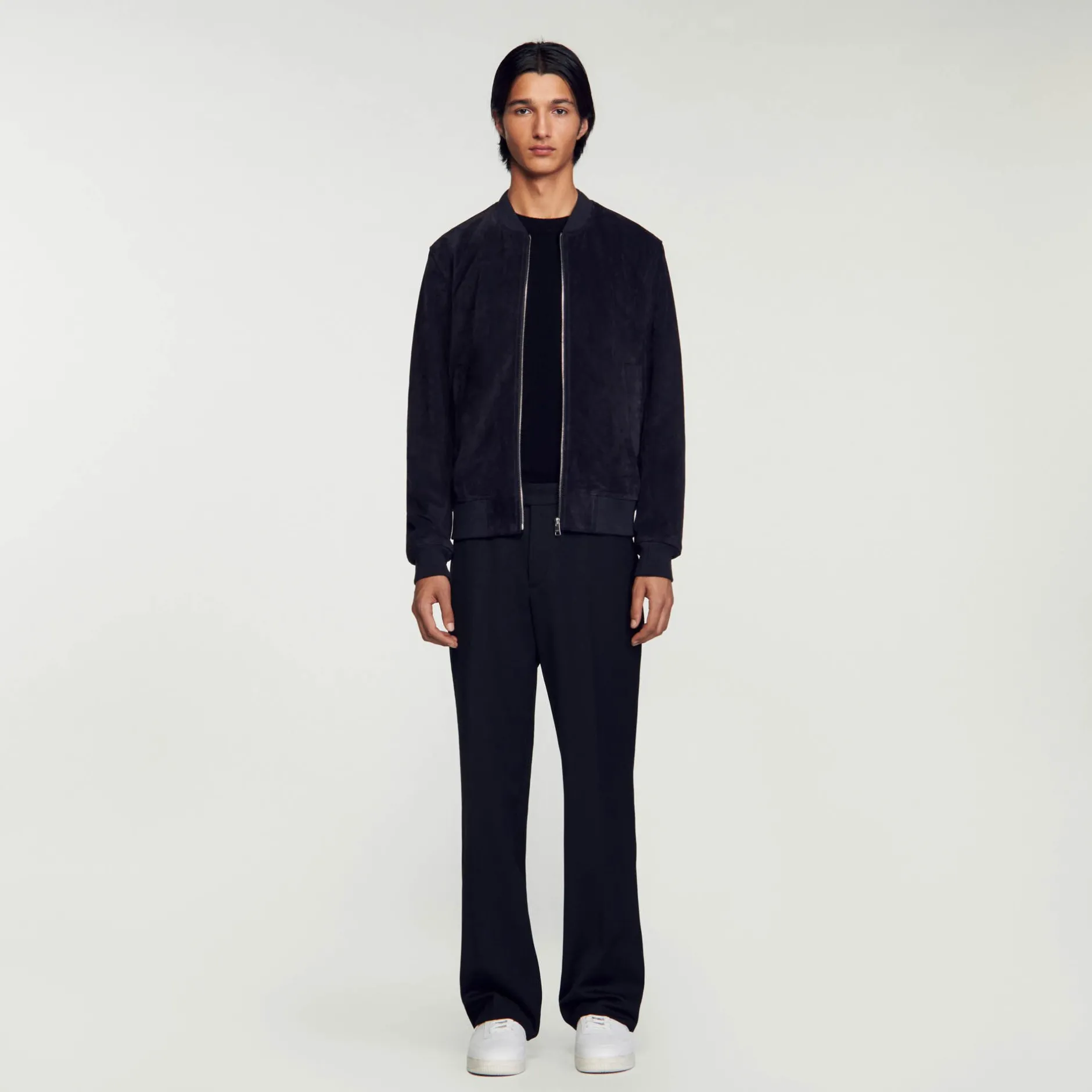 Homme SANDRO Blouson En Cuir Suédé
