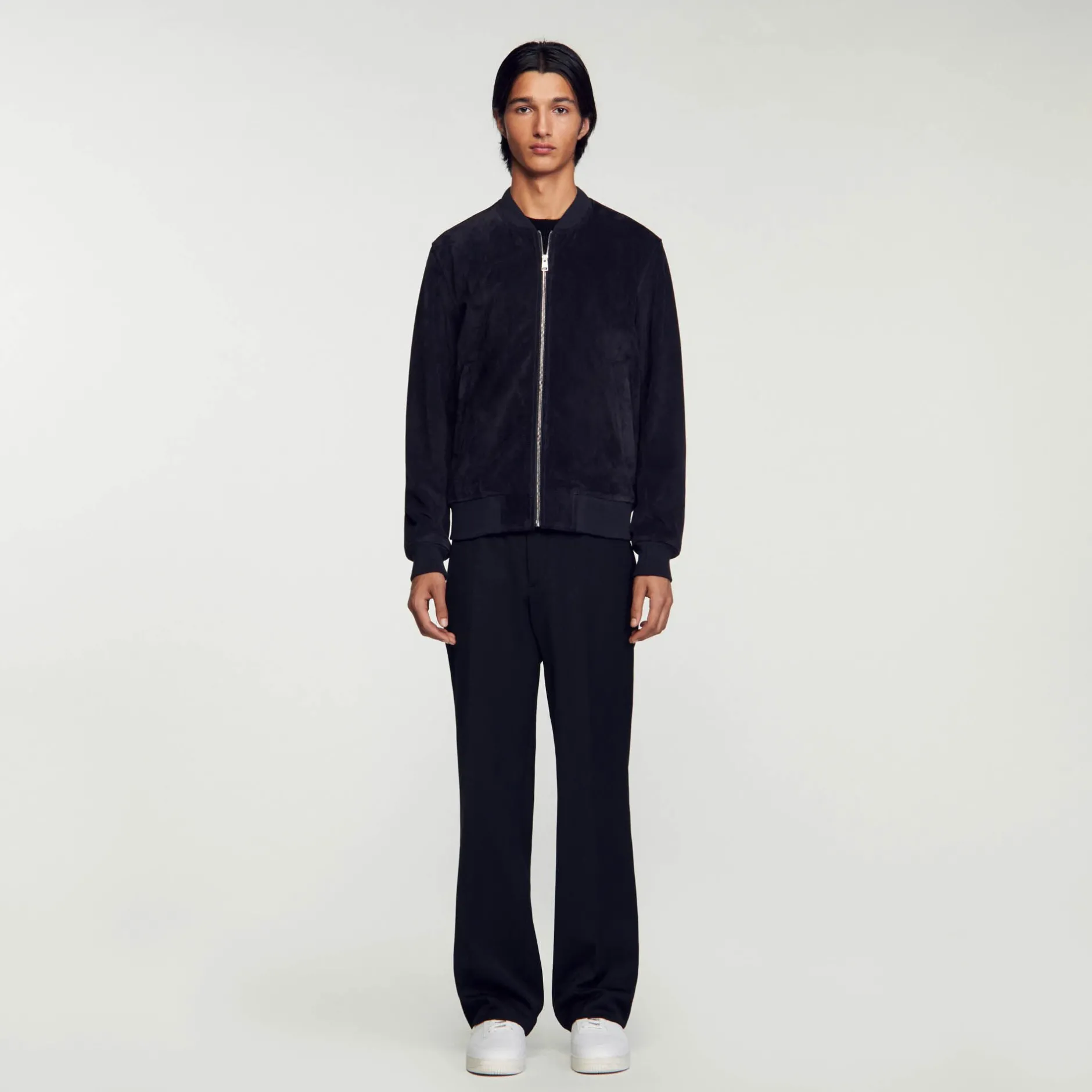 Homme SANDRO Blouson En Cuir Suédé