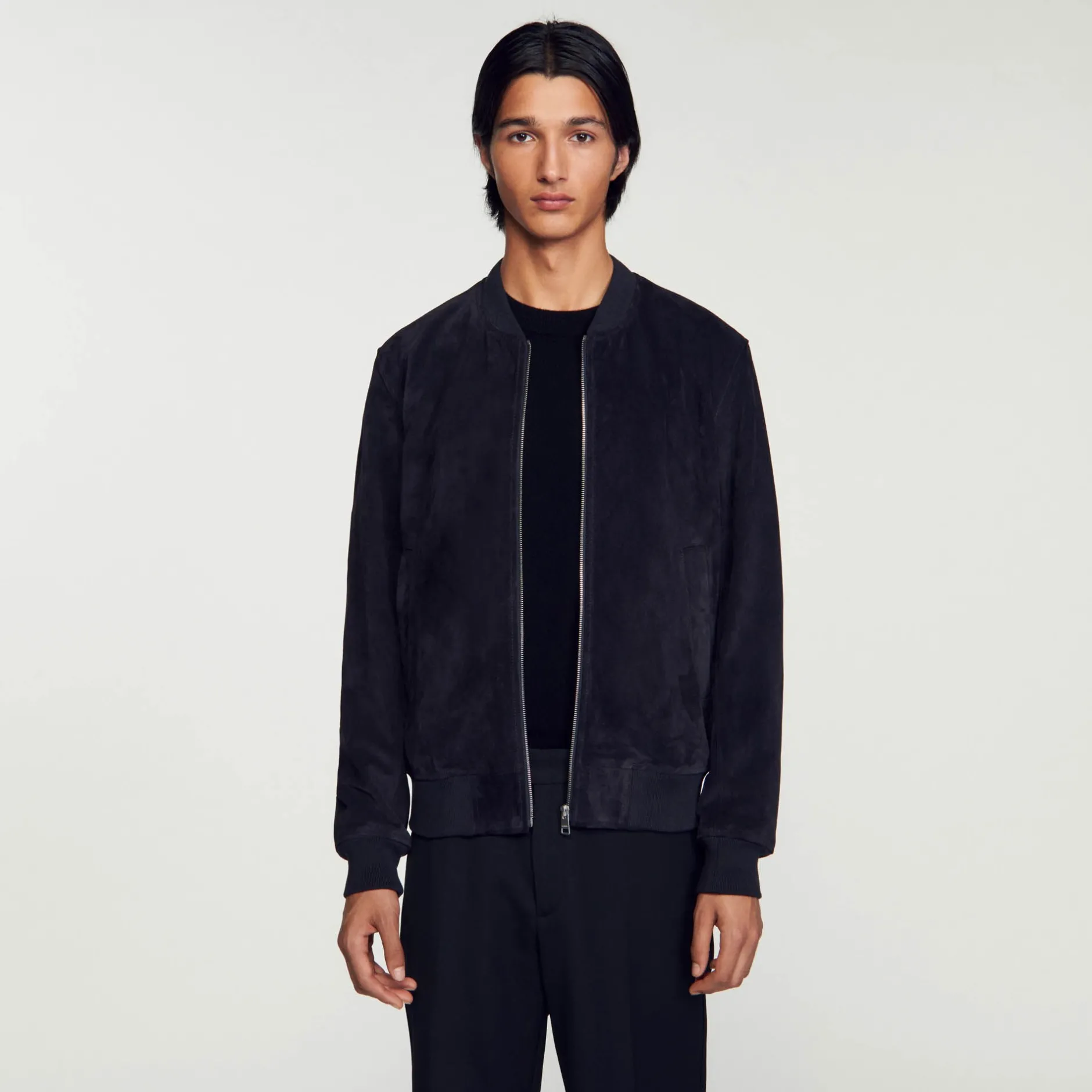 Homme SANDRO Blouson En Cuir Suédé