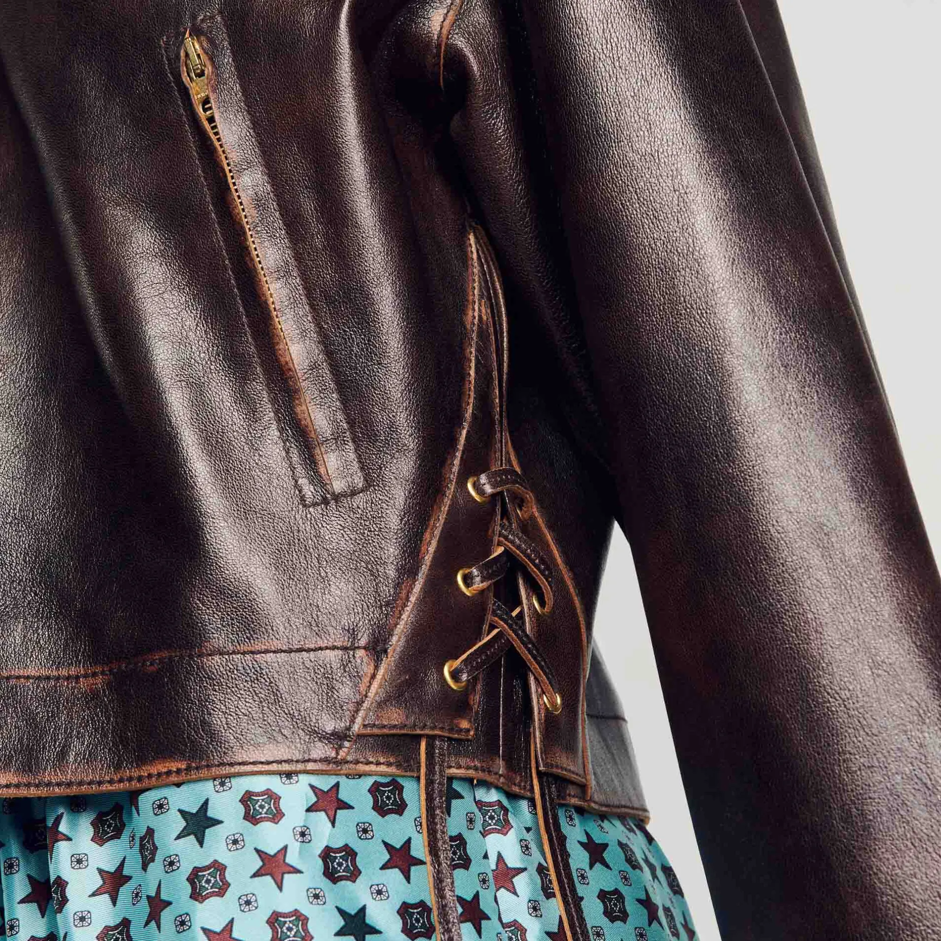 Femme SANDRO Blouson En Cuir Vieilli