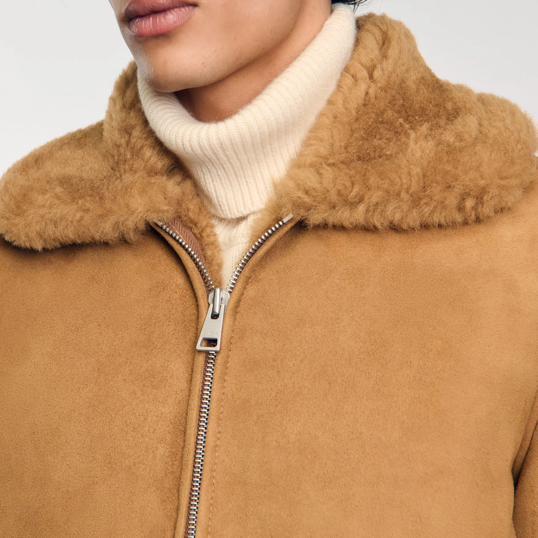 Homme SANDRO Blouson En Peau Retournée