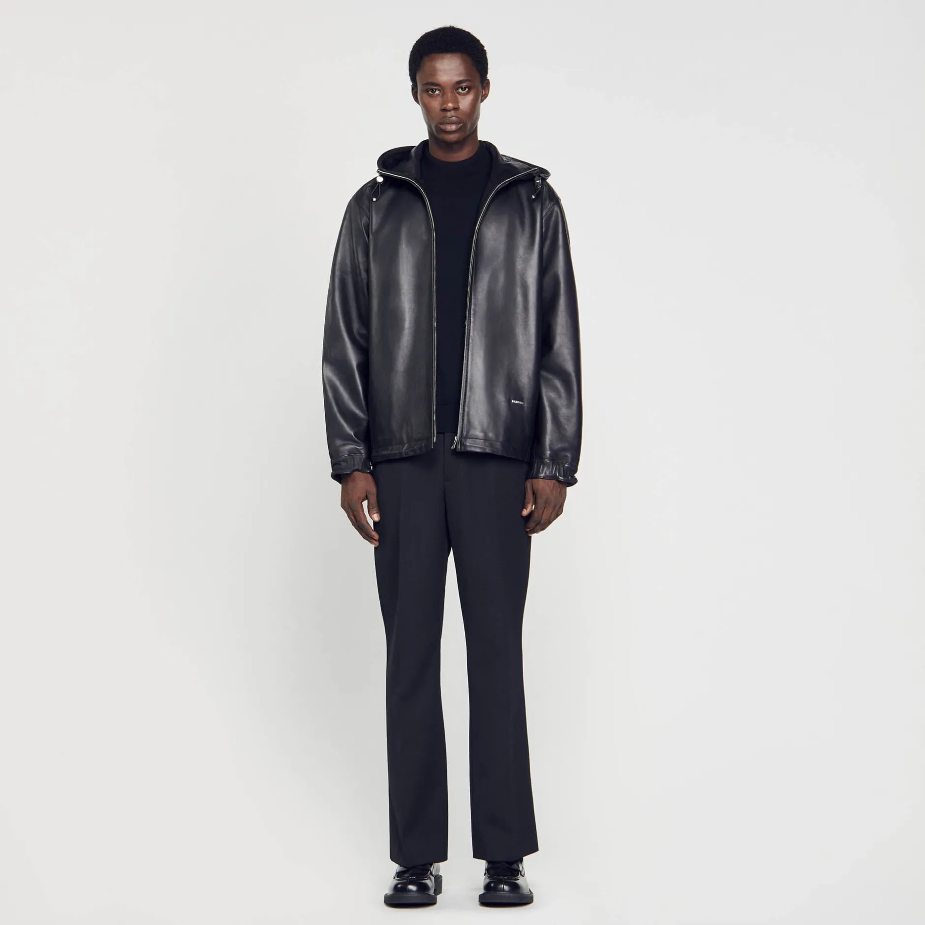 Homme SANDRO Blouson Oversize En Cuir