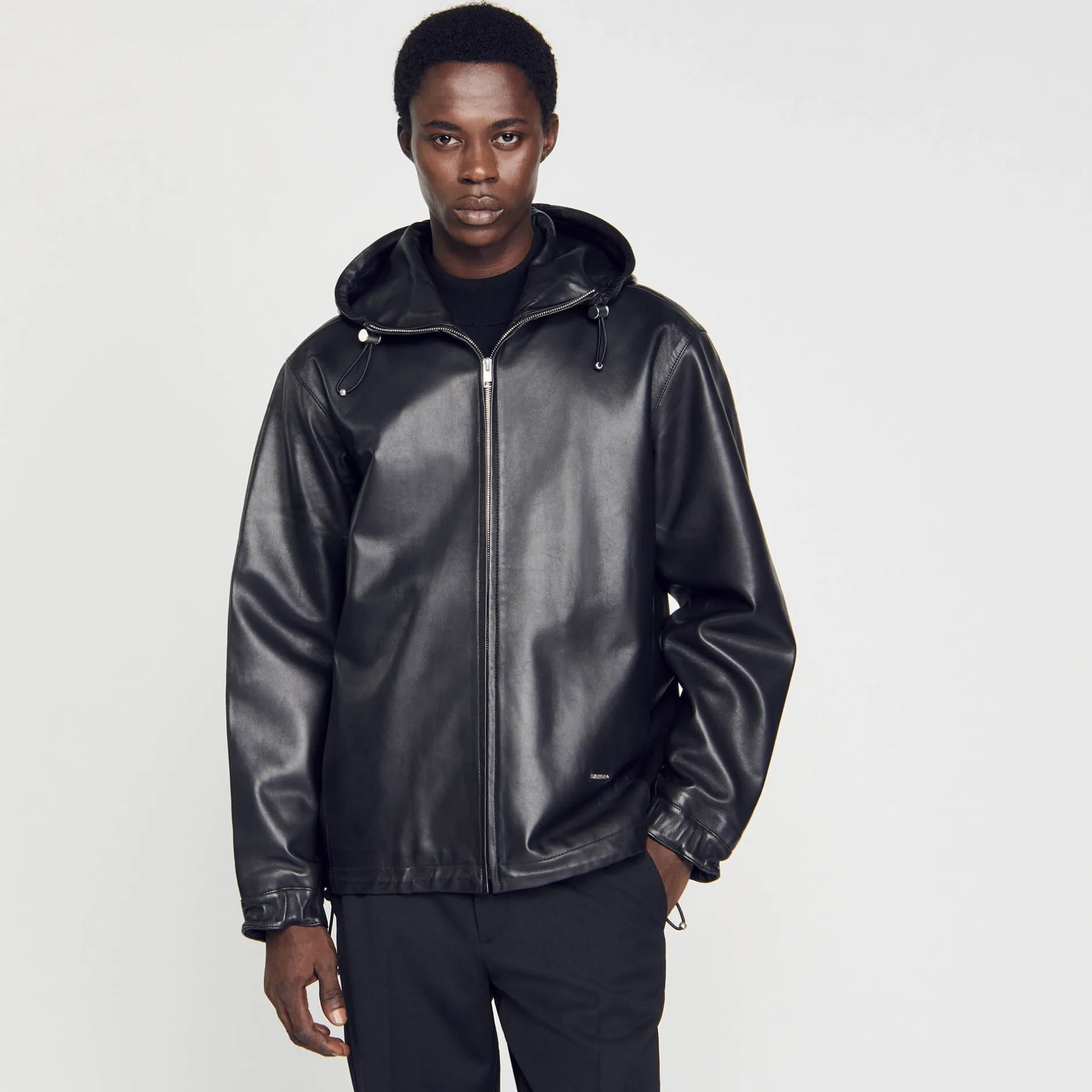 Homme SANDRO Blouson Oversize En Cuir