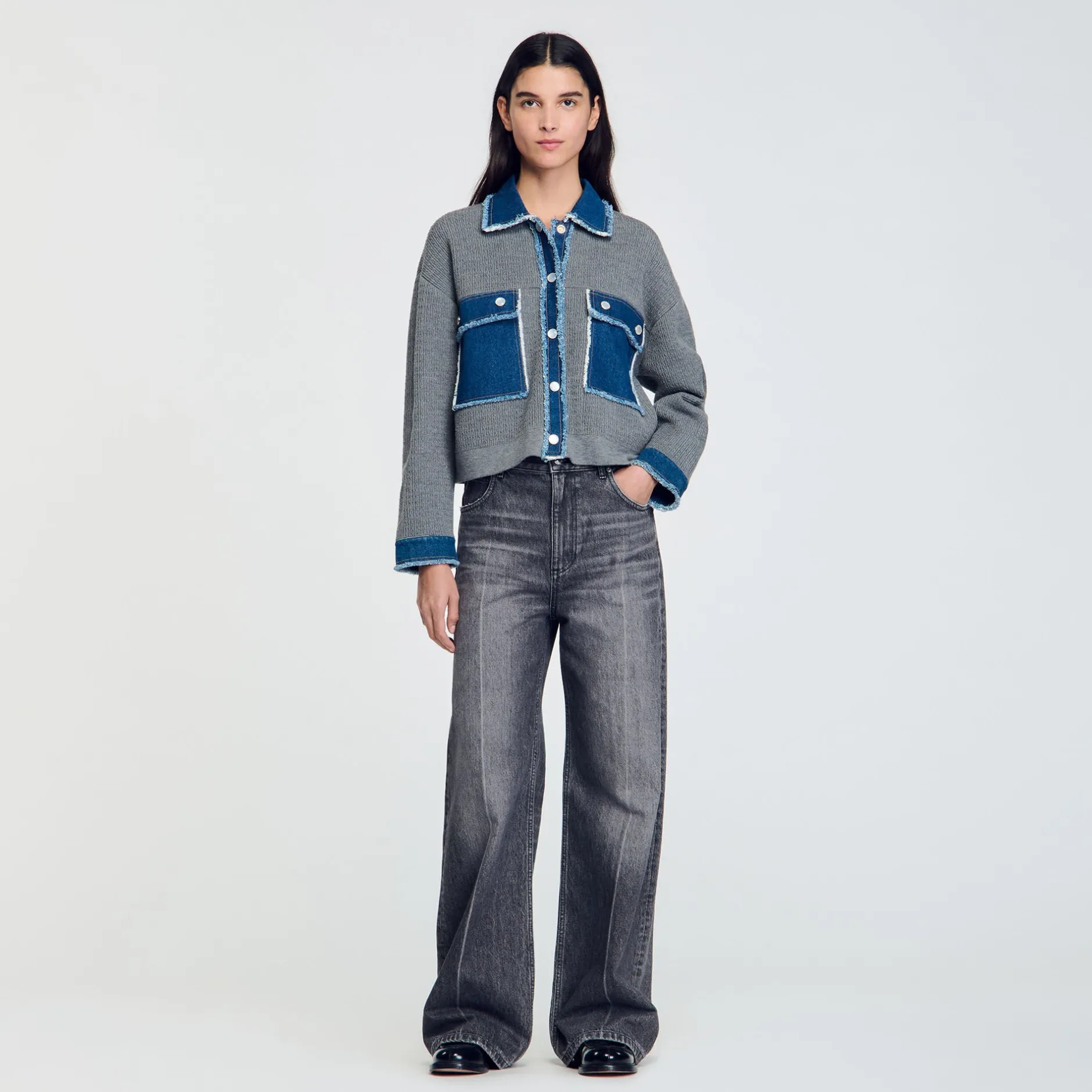 Femme SANDRO Cardicoat En Maille Et Jean
