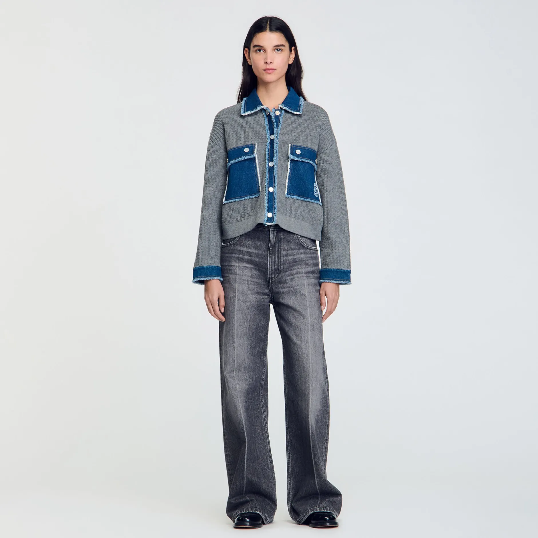 Femme SANDRO Cardicoat En Maille Et Jean