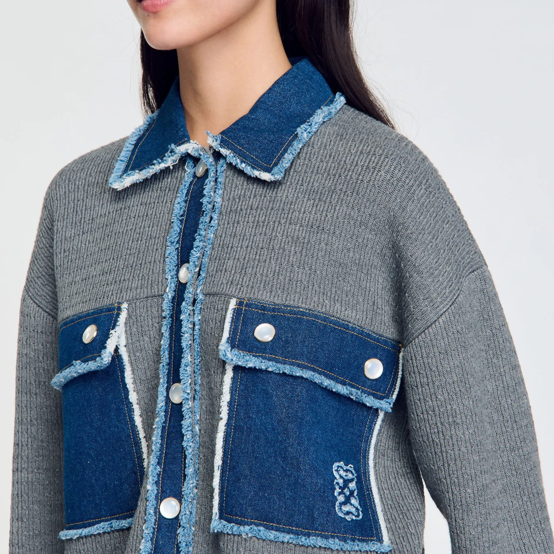 Femme SANDRO Cardicoat En Maille Et Jean