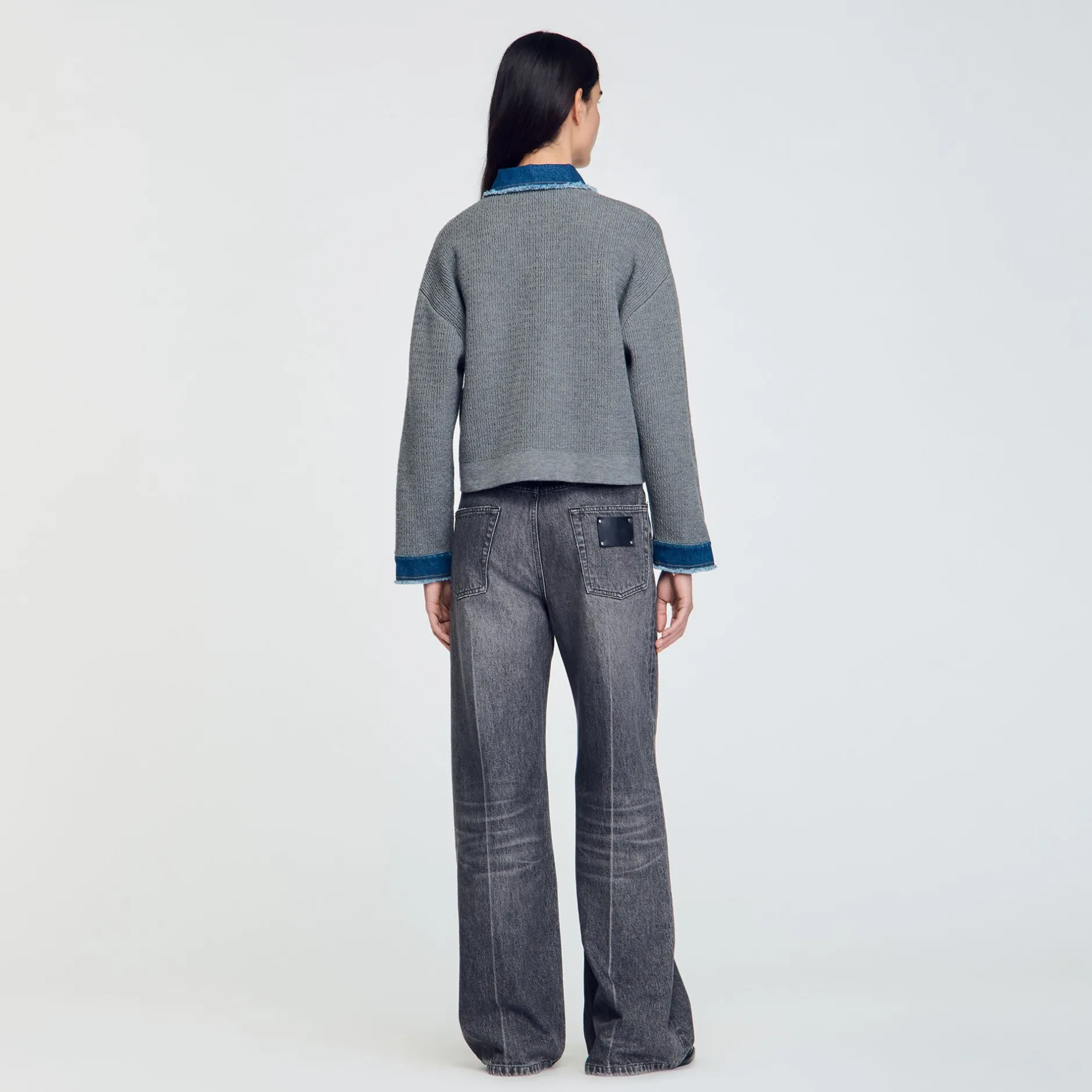 Femme SANDRO Cardicoat En Maille Et Jean