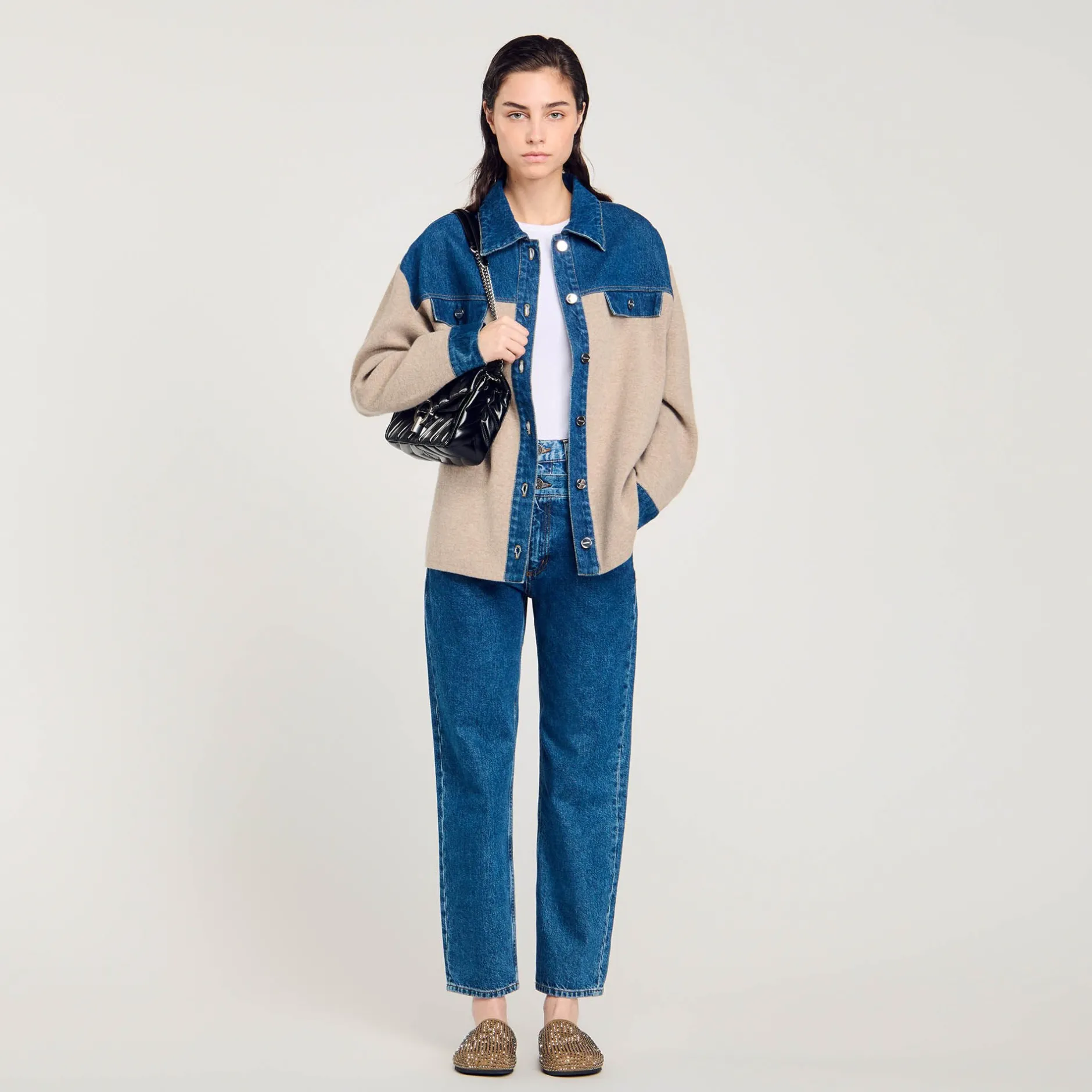 Femme SANDRO Cardicoat En Maille Et Jean