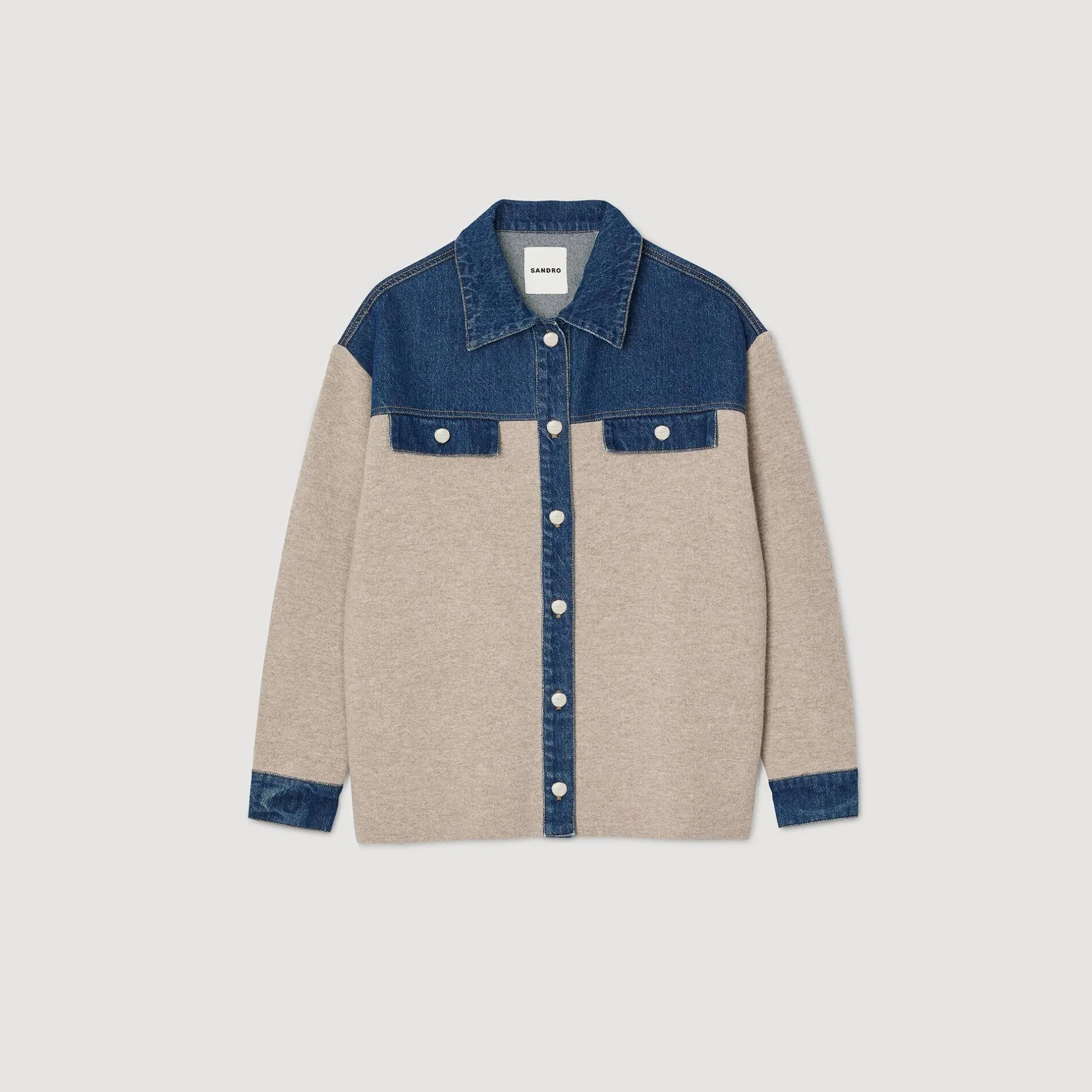 Femme SANDRO Cardicoat En Maille Et Jean