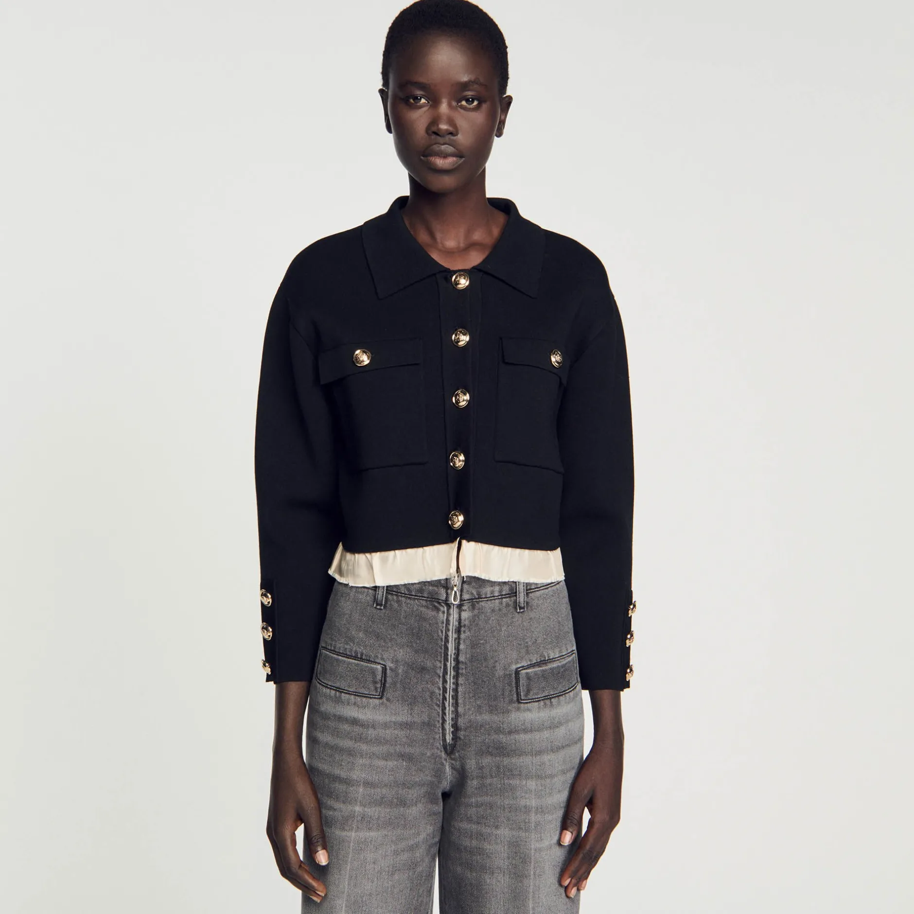 Femme SANDRO Cardigan à Col Chemise