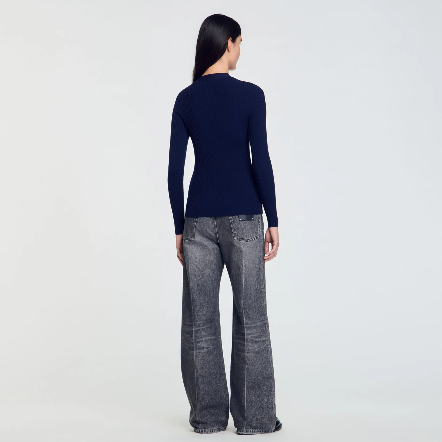Femme SANDRO Cardigan En Maille Côtelée