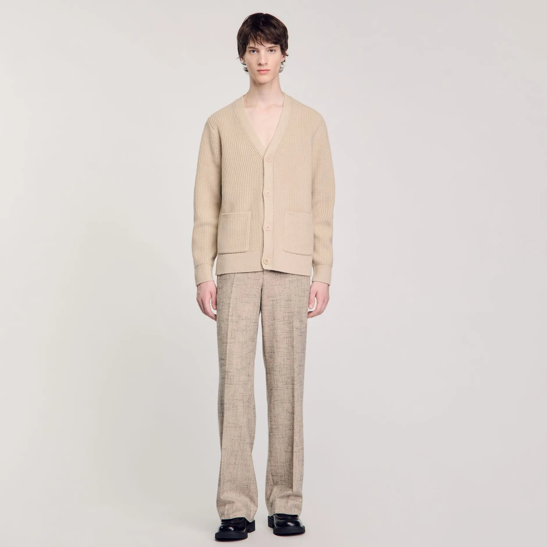 Homme SANDRO Cardigan En Maille Côtelée