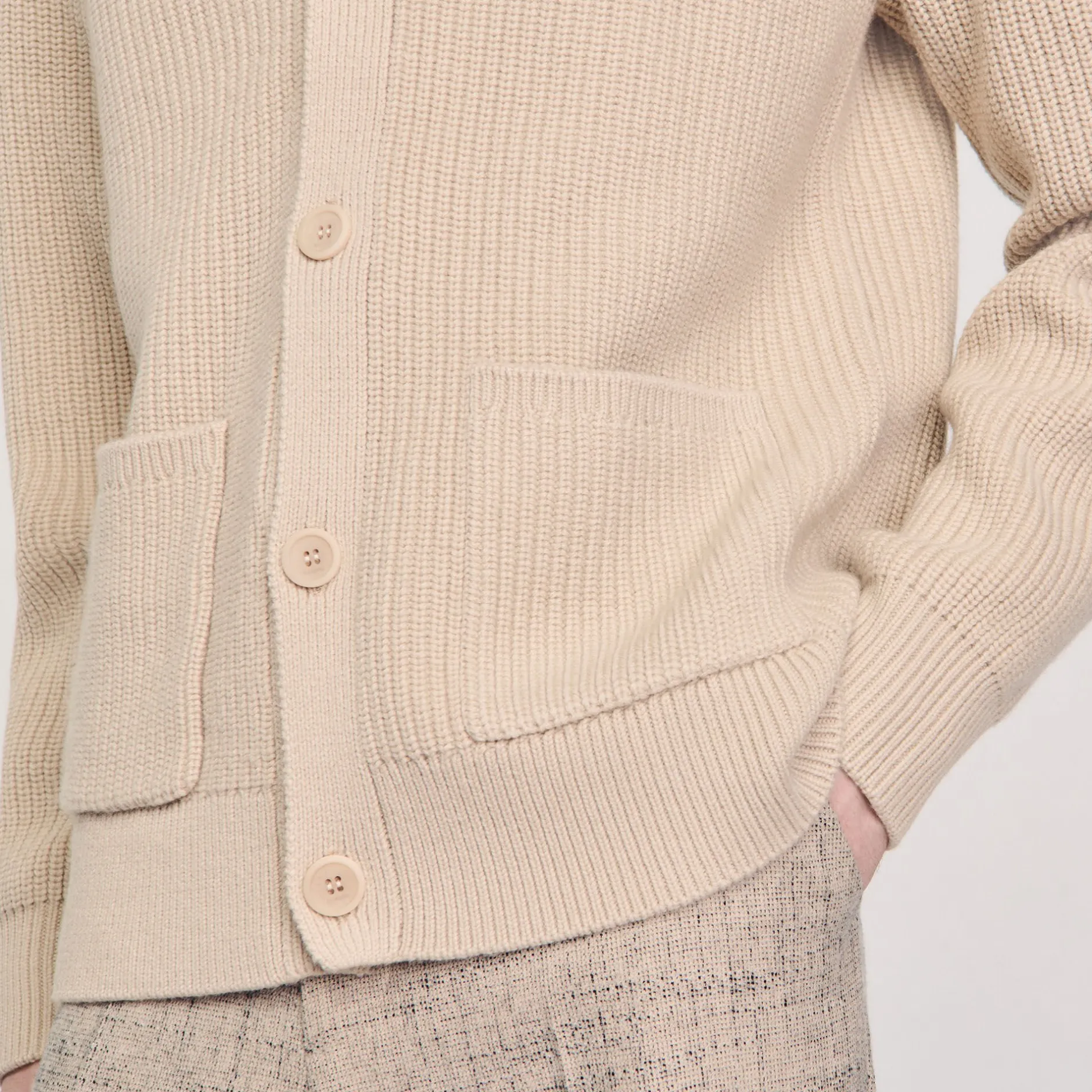 Homme SANDRO Cardigan En Maille Côtelée