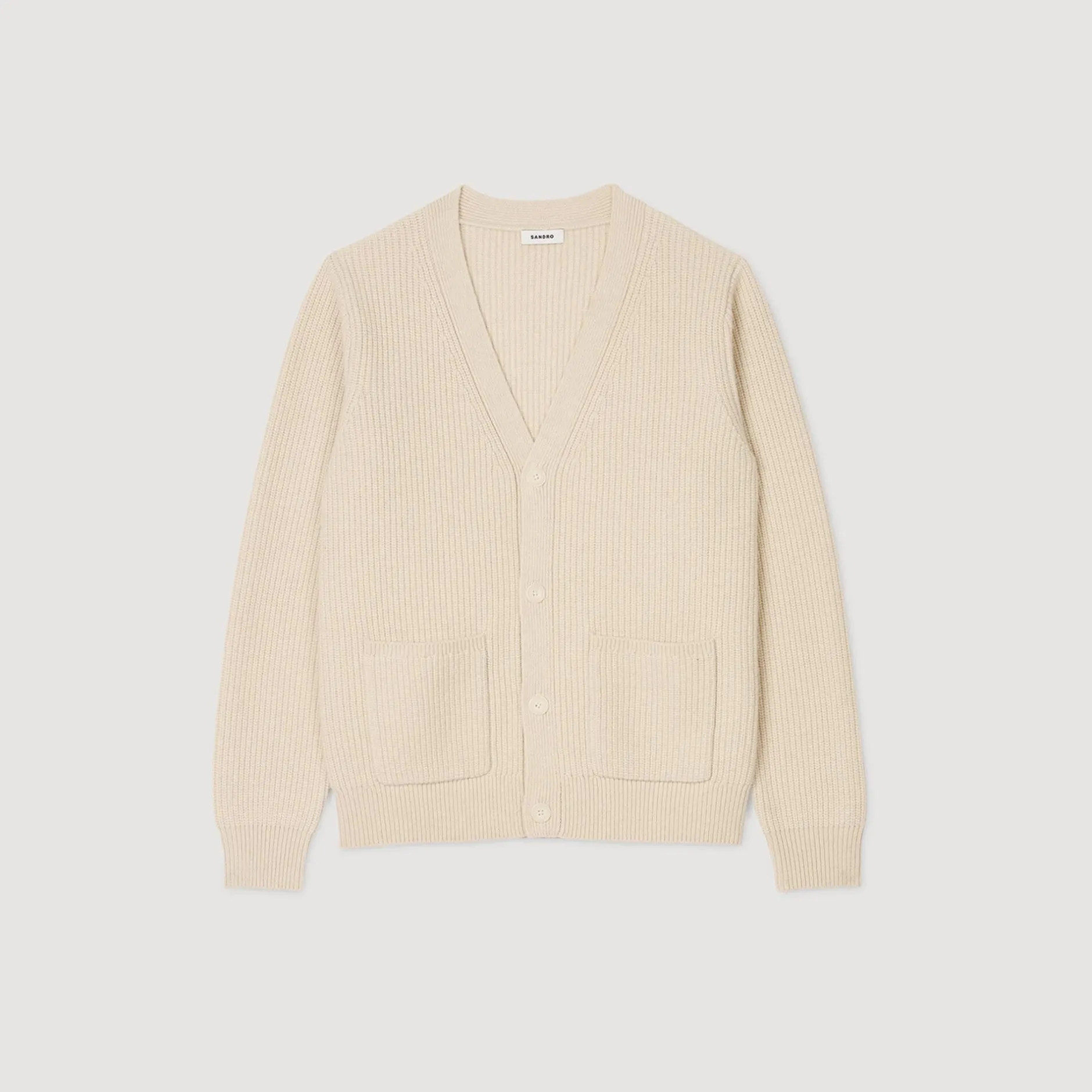 Homme SANDRO Cardigan En Maille Côtelée