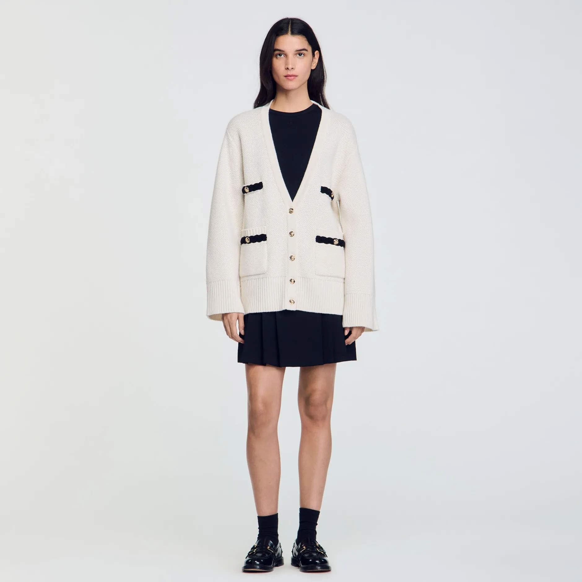 Femme SANDRO Cardigan Long En Laine