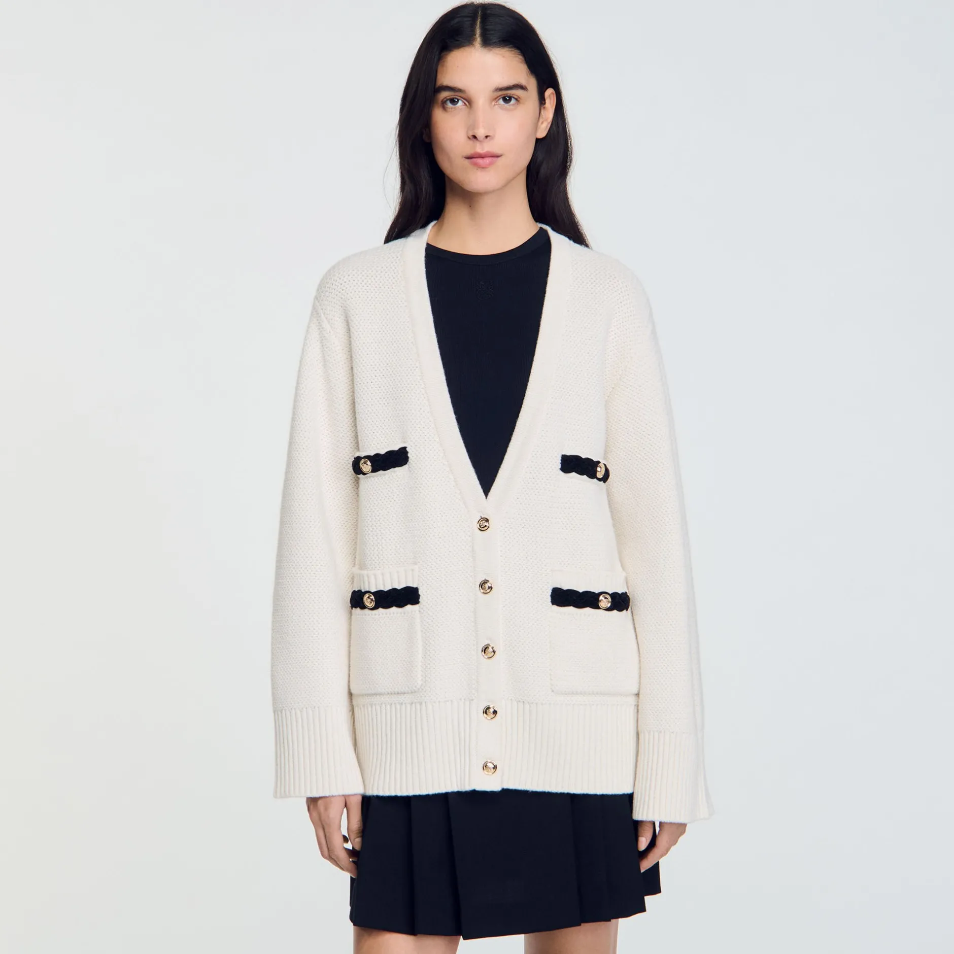 Femme SANDRO Cardigan Long En Laine