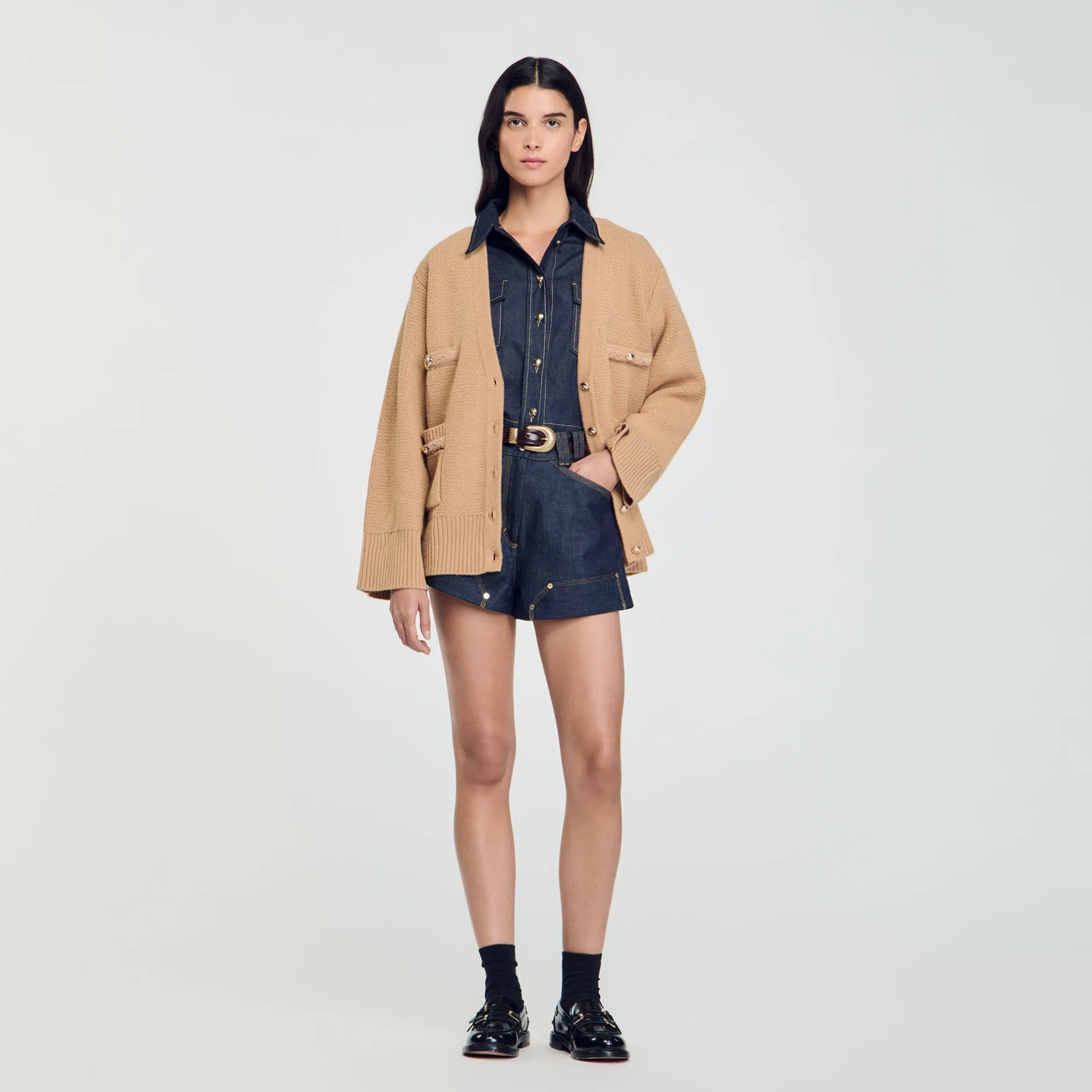 Femme SANDRO Cardigan Long En Laine