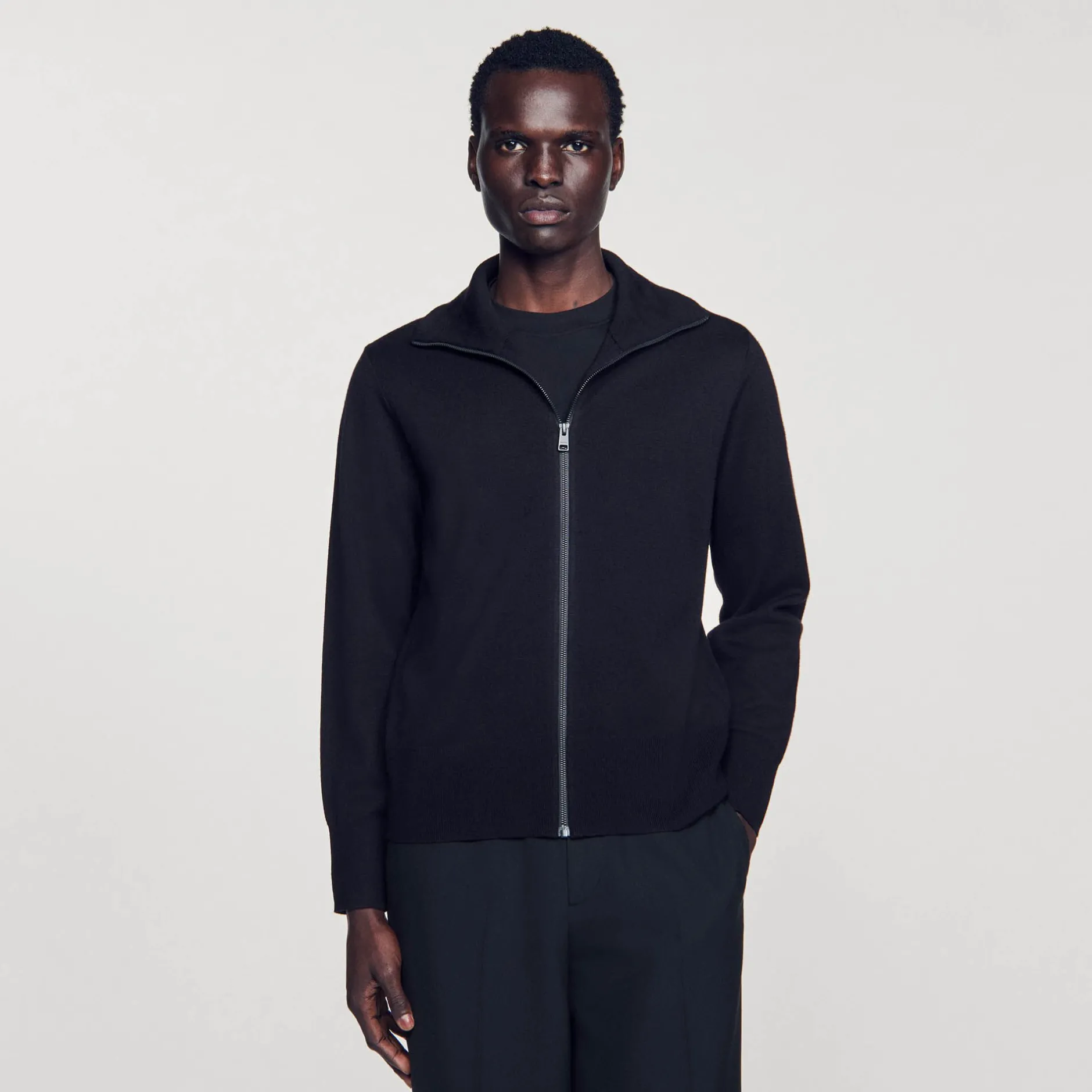 Homme SANDRO Cardigan Zippé En Laine