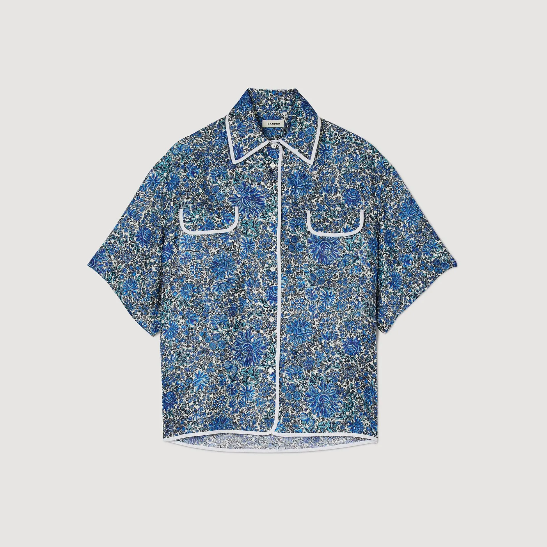 Femme SANDRO Chemise Large En Soie à Imprimé Fleuri