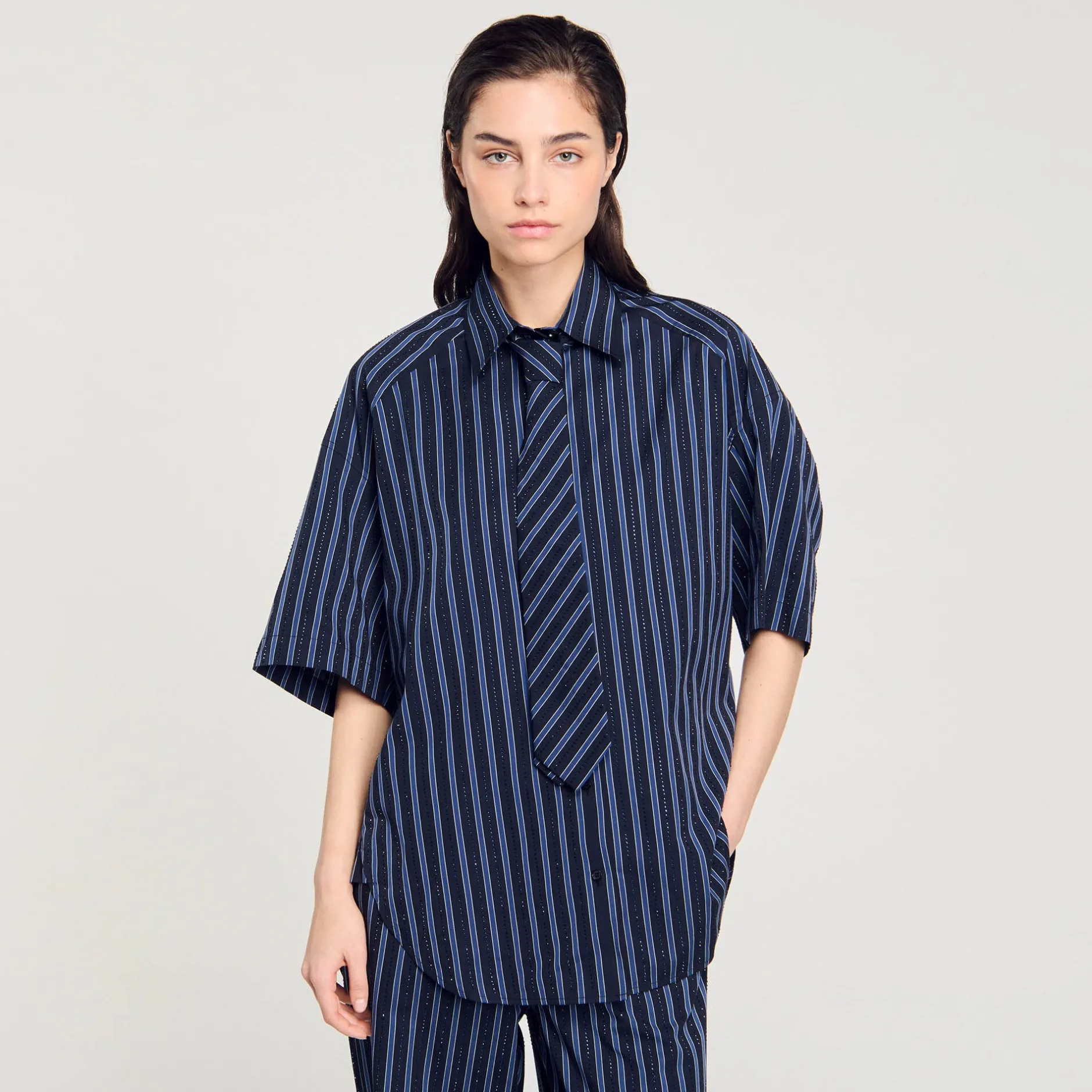 Femme SANDRO Chemise Strassée à Cravate