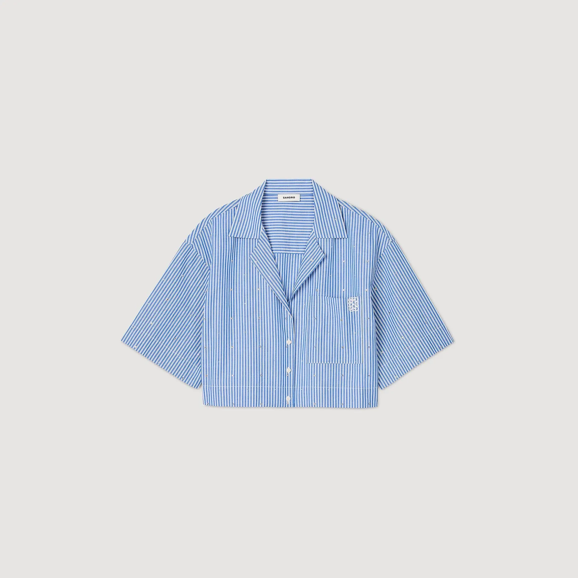 Femme SANDRO Chemise Strassée à Manches Courtes