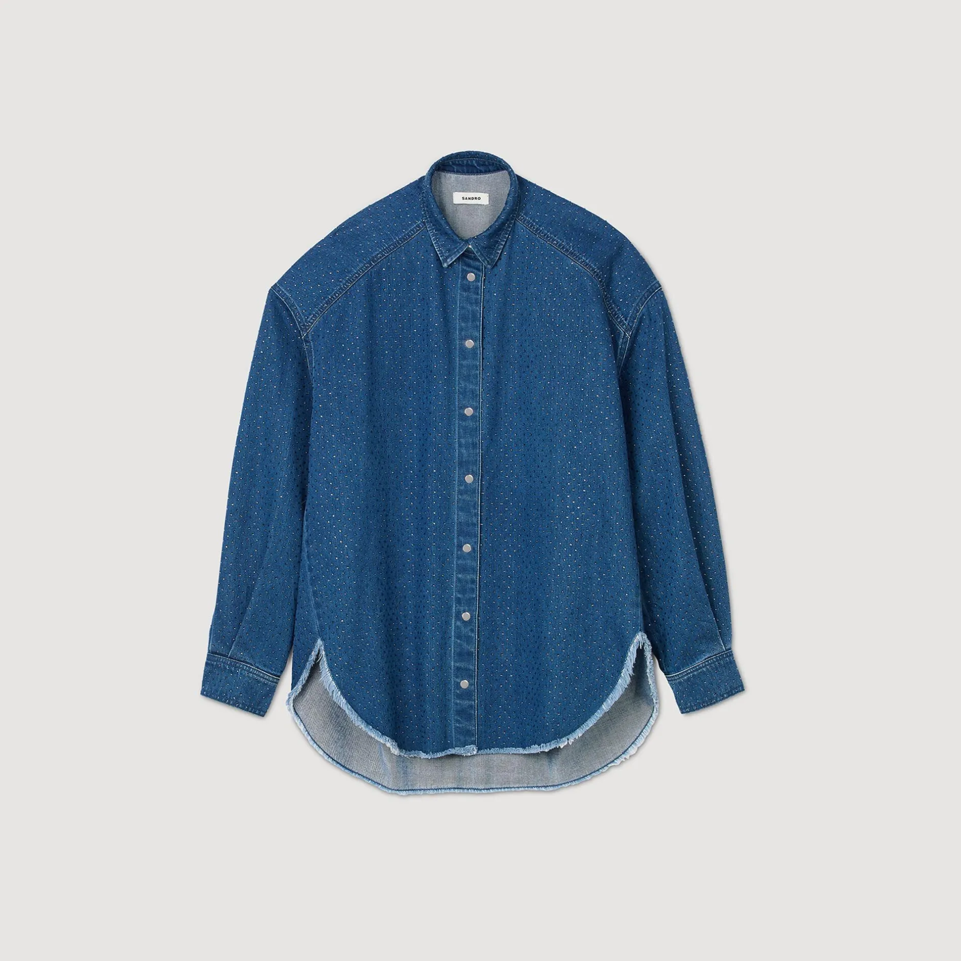 Femme SANDRO Chemise Strassée En Jean