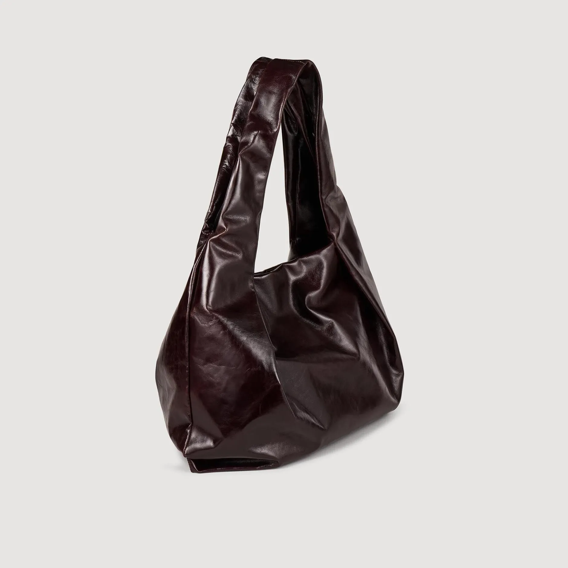 Femme SANDRO Grand Sac En Cuir Brillant
