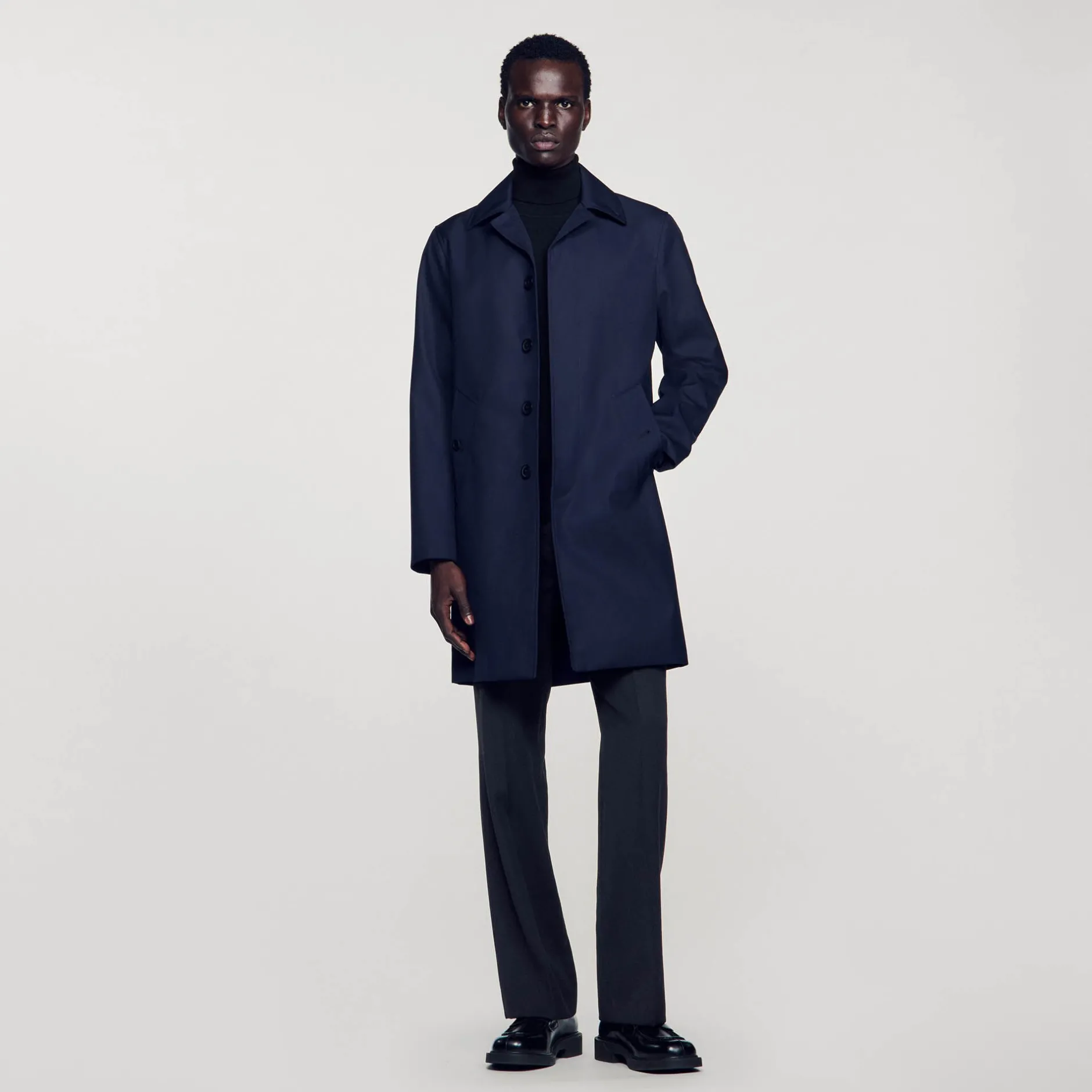 Homme SANDRO Imperméable Mac En Tissu Technique