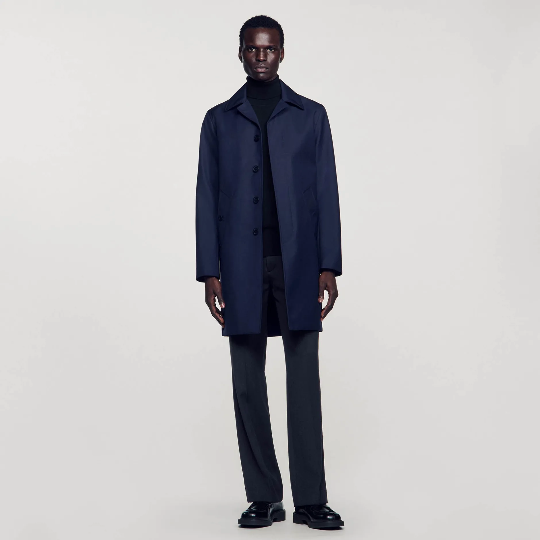 Homme SANDRO Imperméable Mac En Tissu Technique