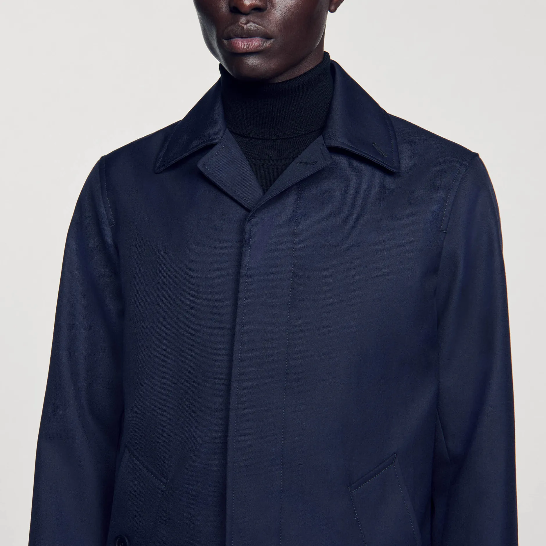 Homme SANDRO Imperméable Mac En Tissu Technique