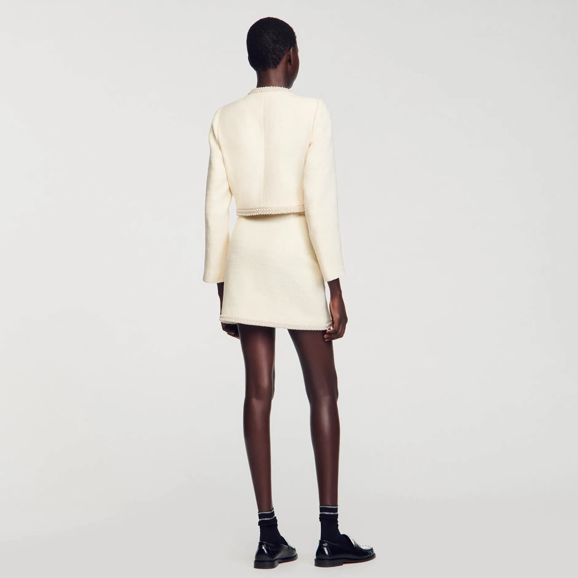 Femme SANDRO Jupe En Tweed Perlée
