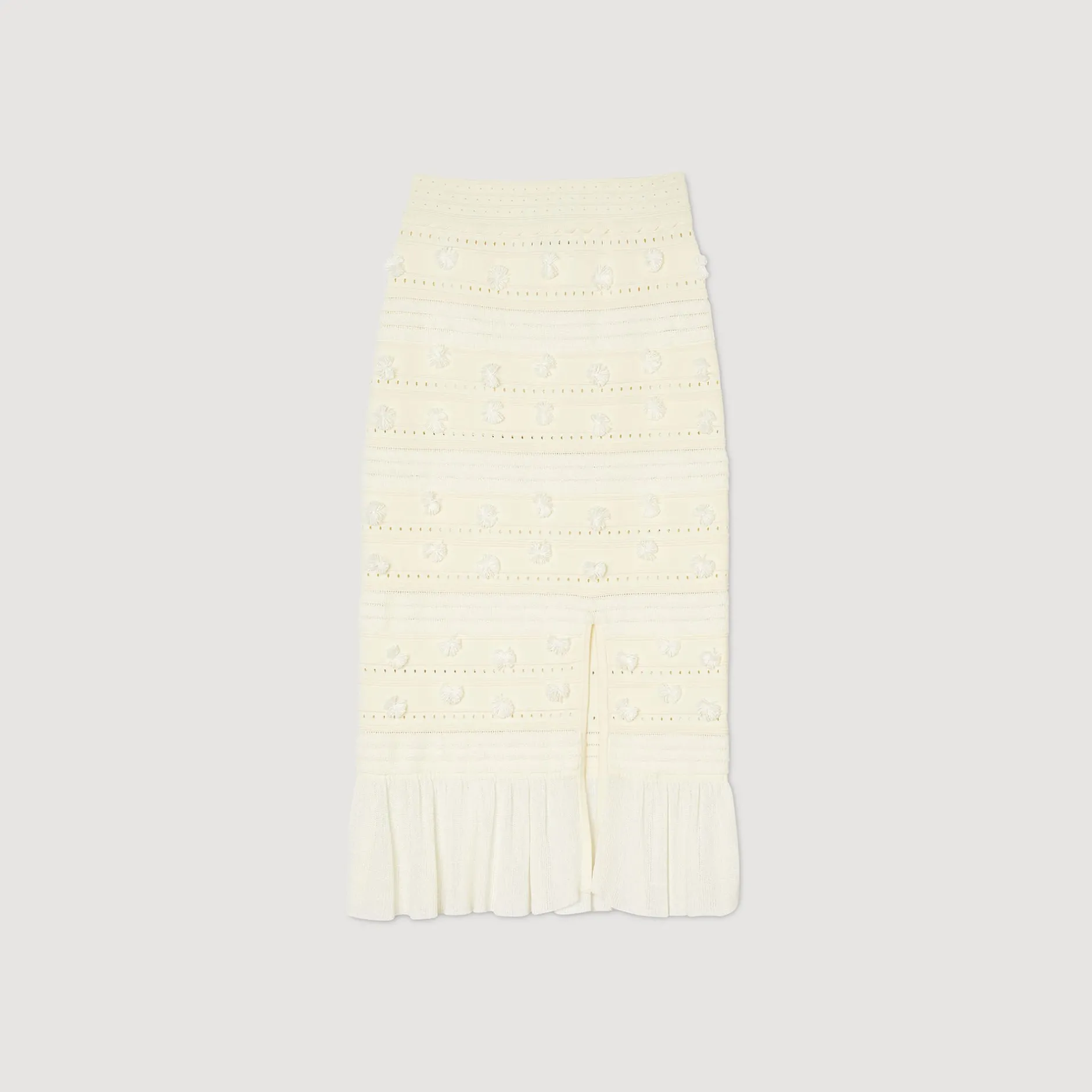 Femme SANDRO Jupe Midi En Maille Ajourée