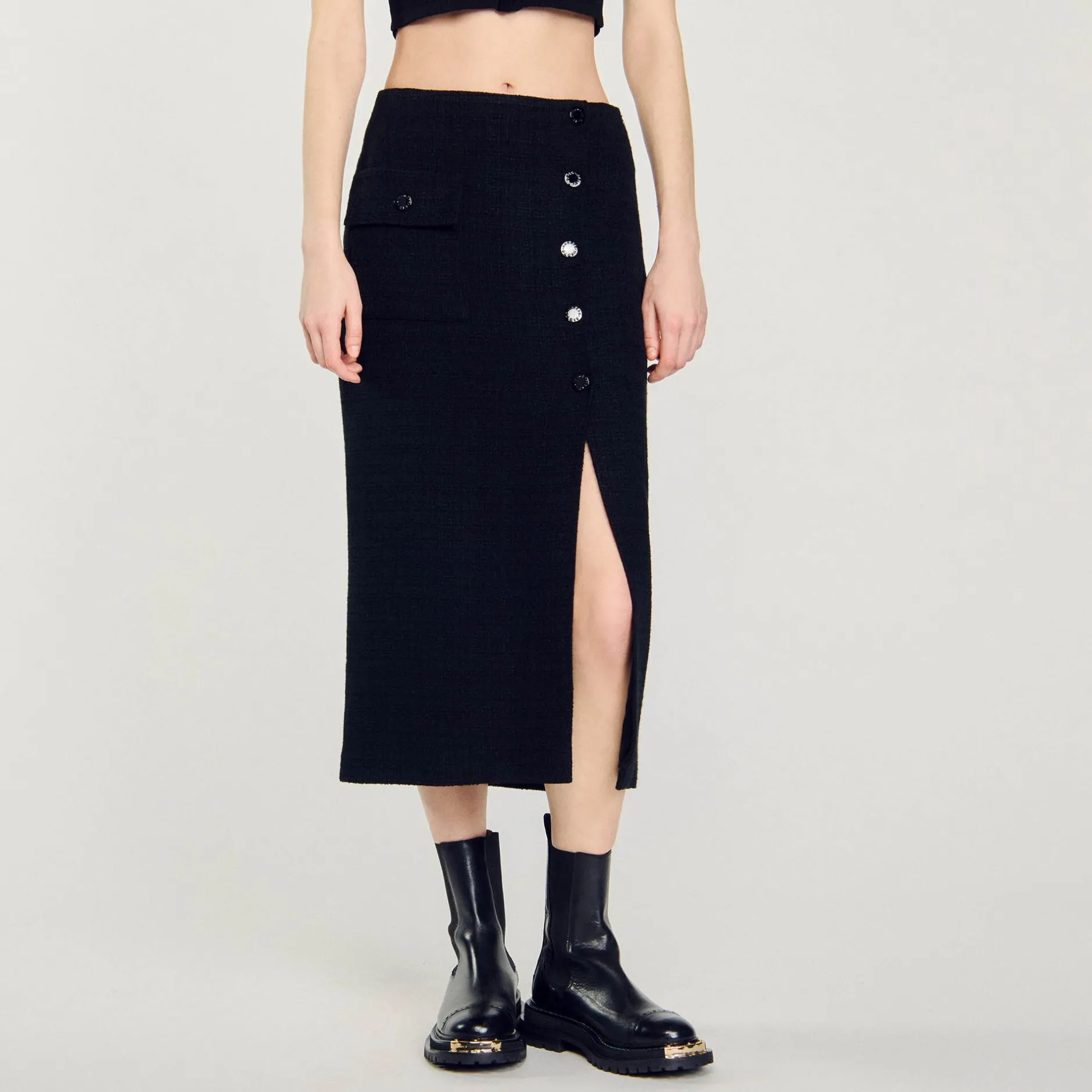 Femme SANDRO Jupe Midi En Tweed