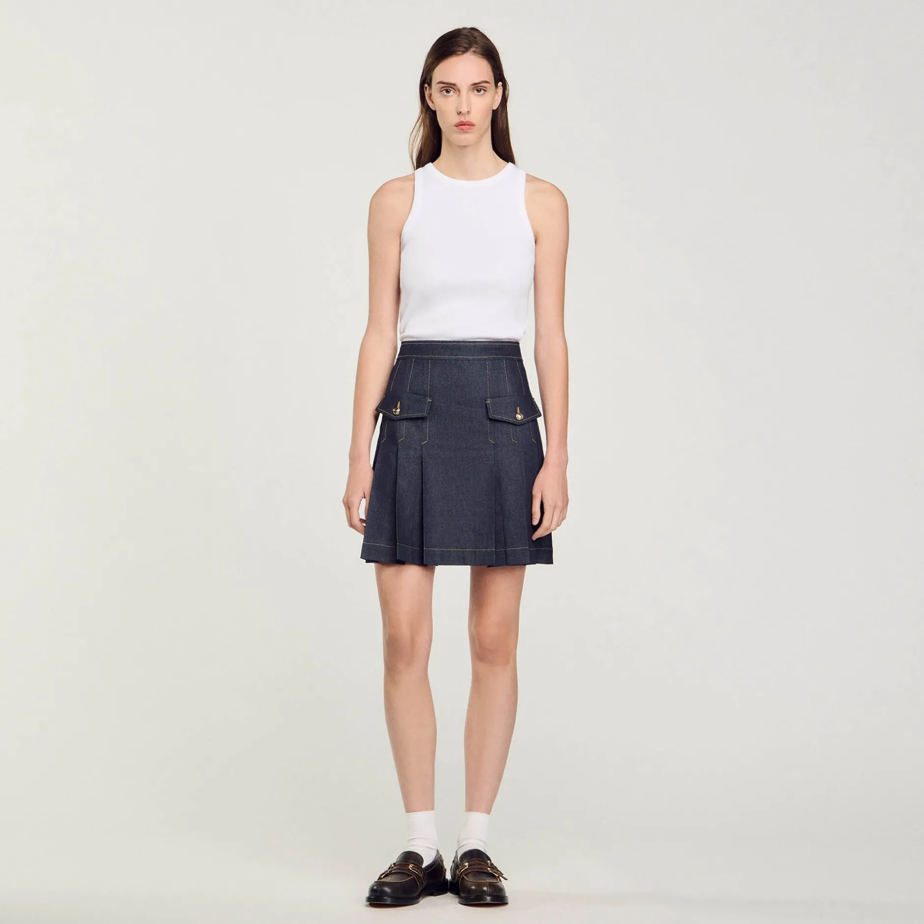 Femme SANDRO Jupe Plissée En Jean