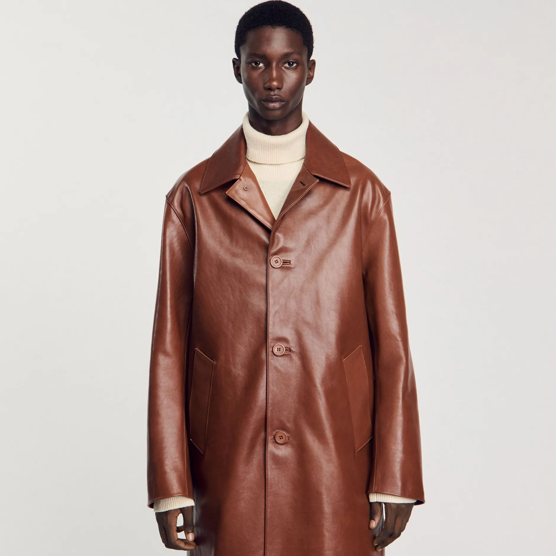 Homme SANDRO Mac En Cuir