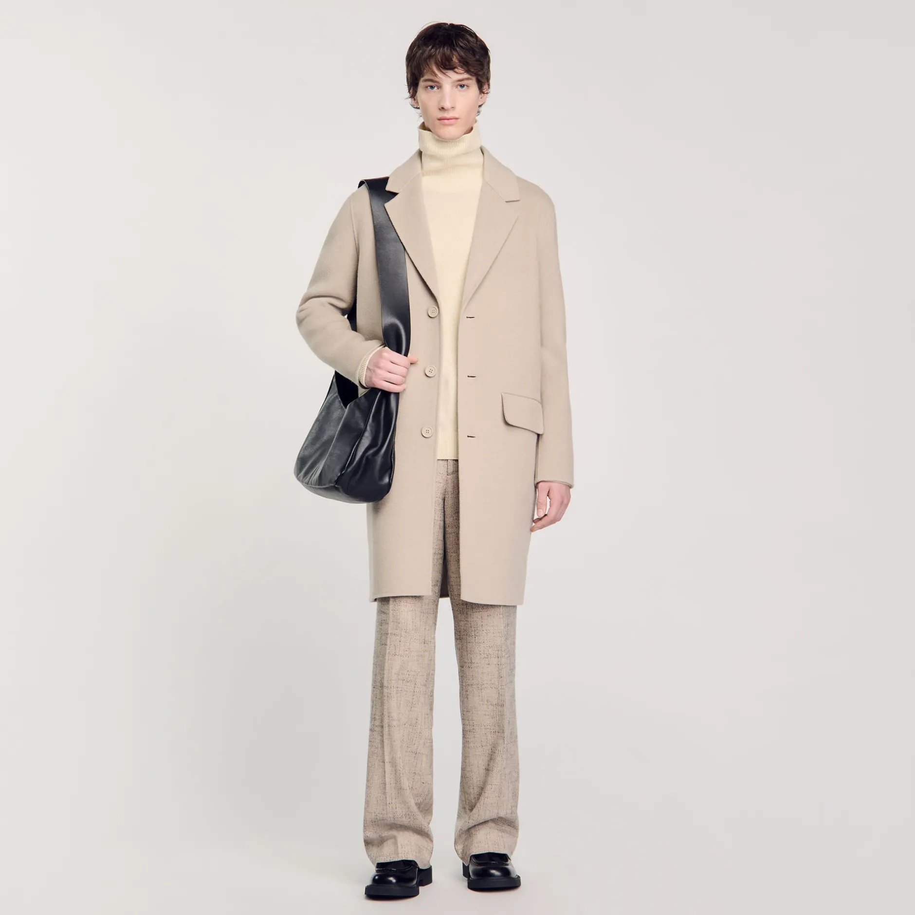 Homme SANDRO Manteau Droit En Laine