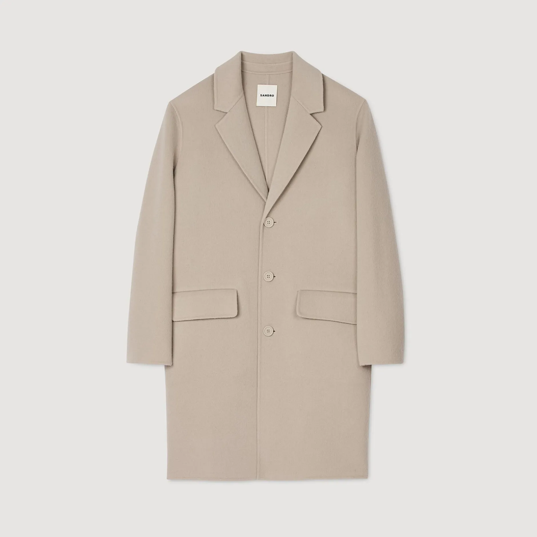 Homme SANDRO Manteau Droit En Laine