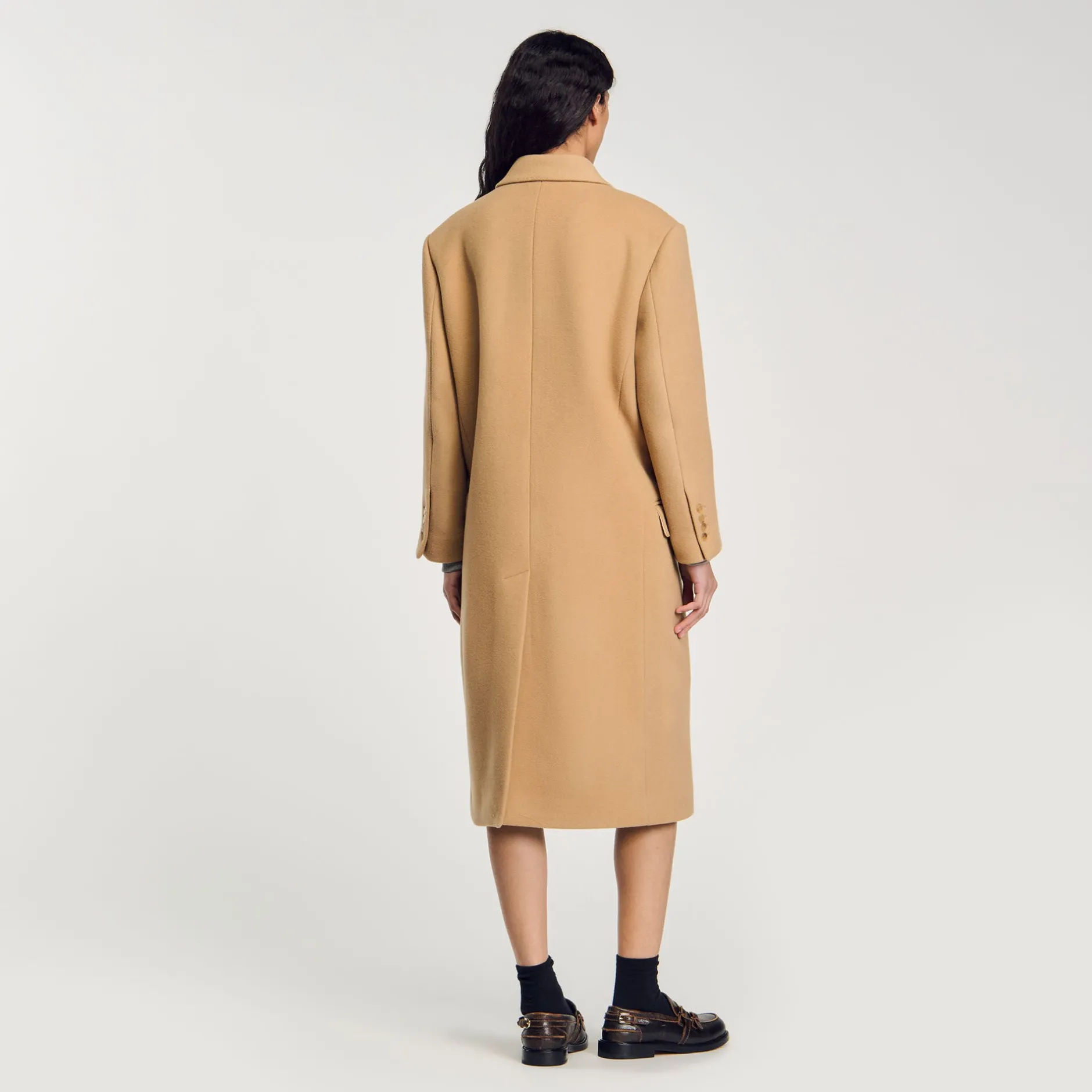Femme SANDRO Manteau Long En Laine Mélangée
