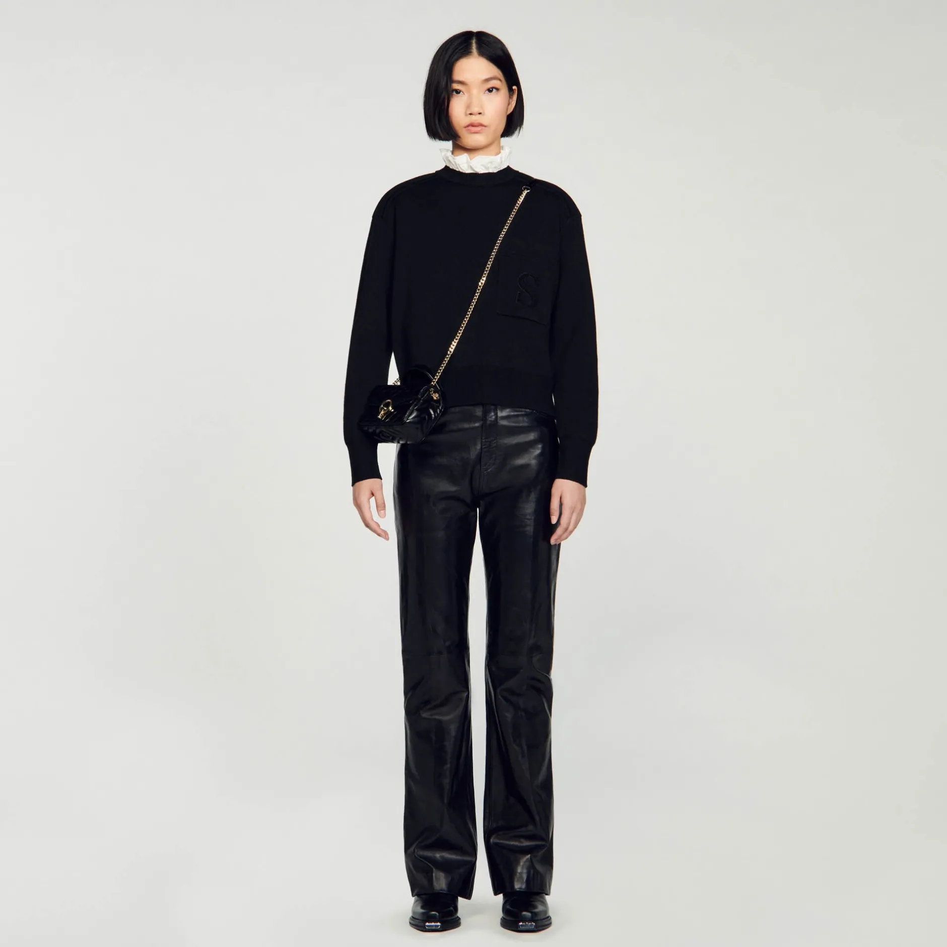 Femme SANDRO Mini Sac Yza En Cuir Lisse
