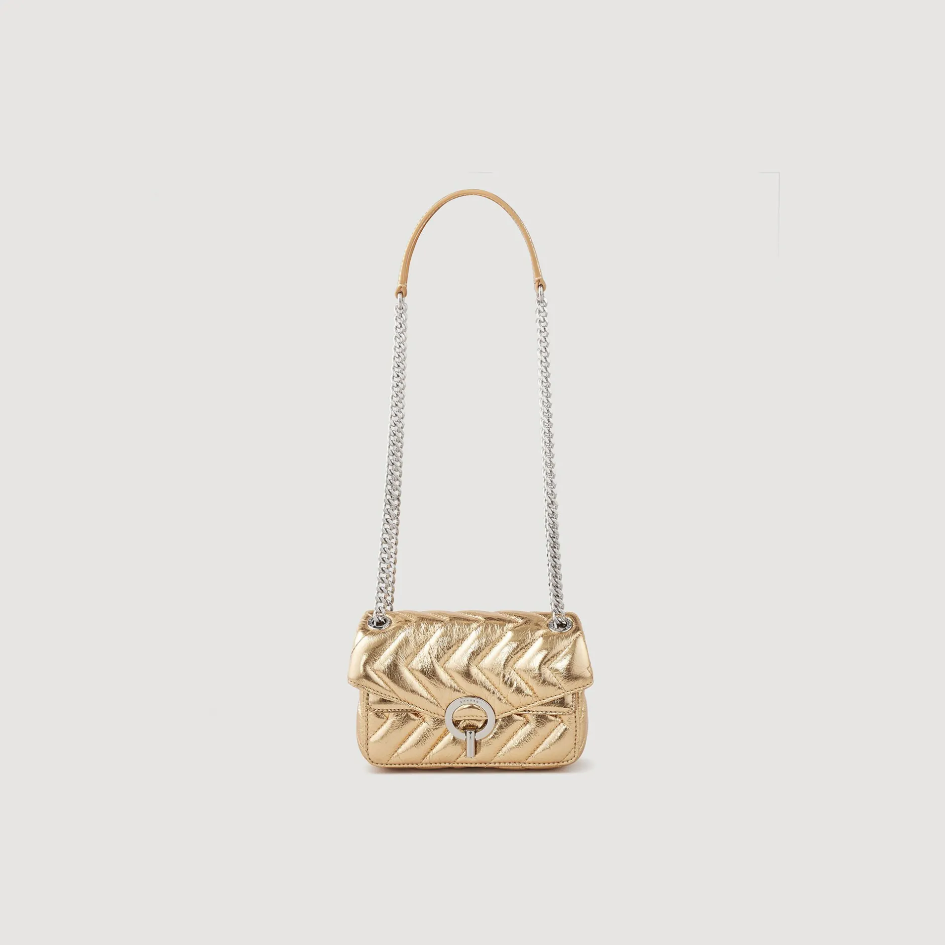 Femme SANDRO Mini Sac Yza En Cuir Métallisé