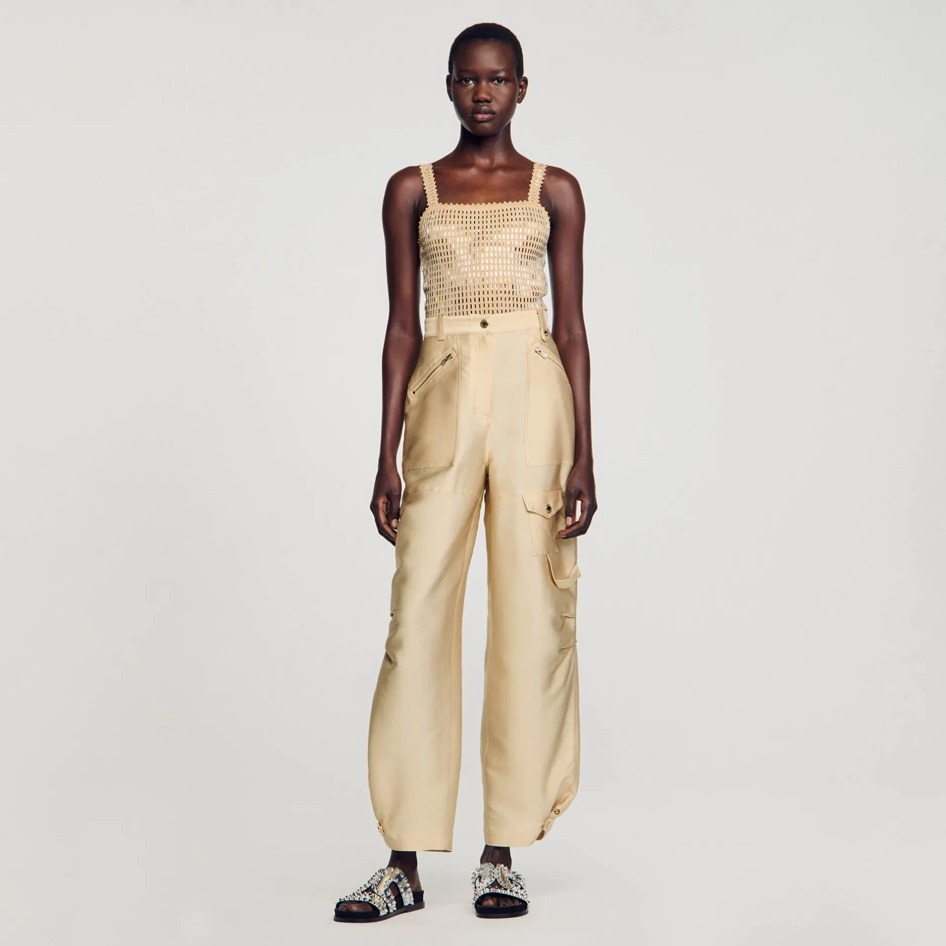 Femme SANDRO Pantalon Cargo Satiné