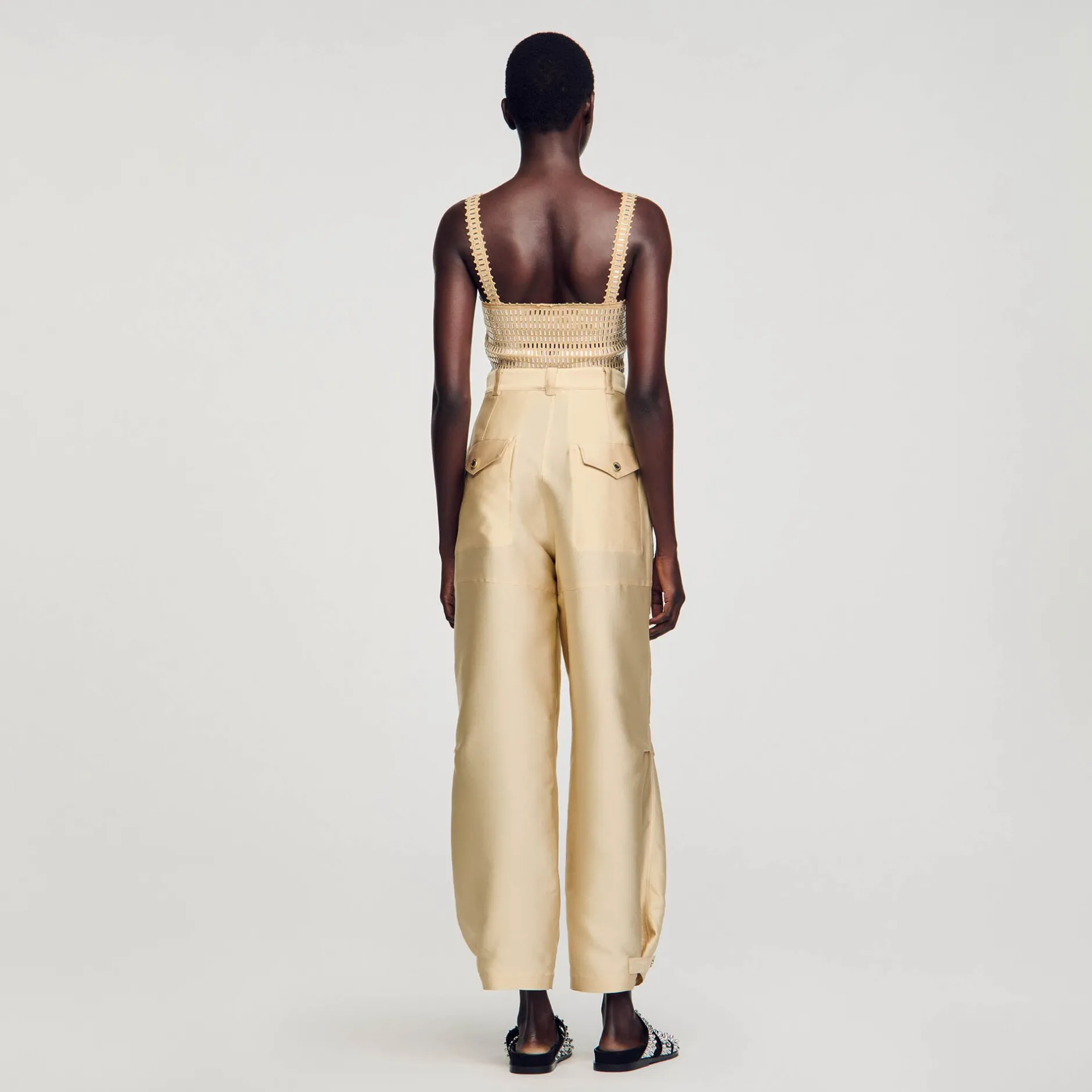 Femme SANDRO Pantalon Cargo Satiné