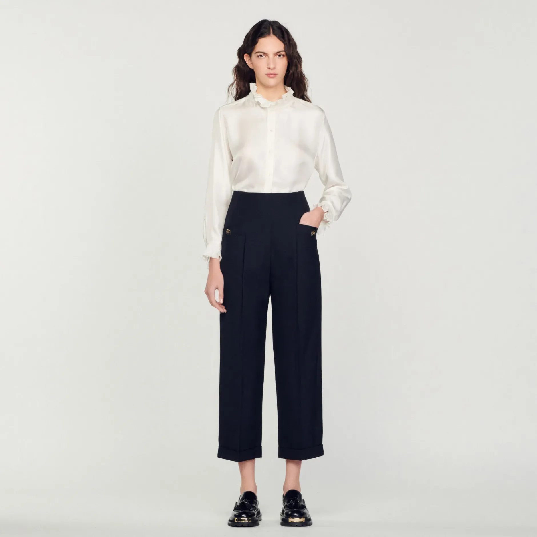 Femme SANDRO Pantalon De Costume Taille Haute