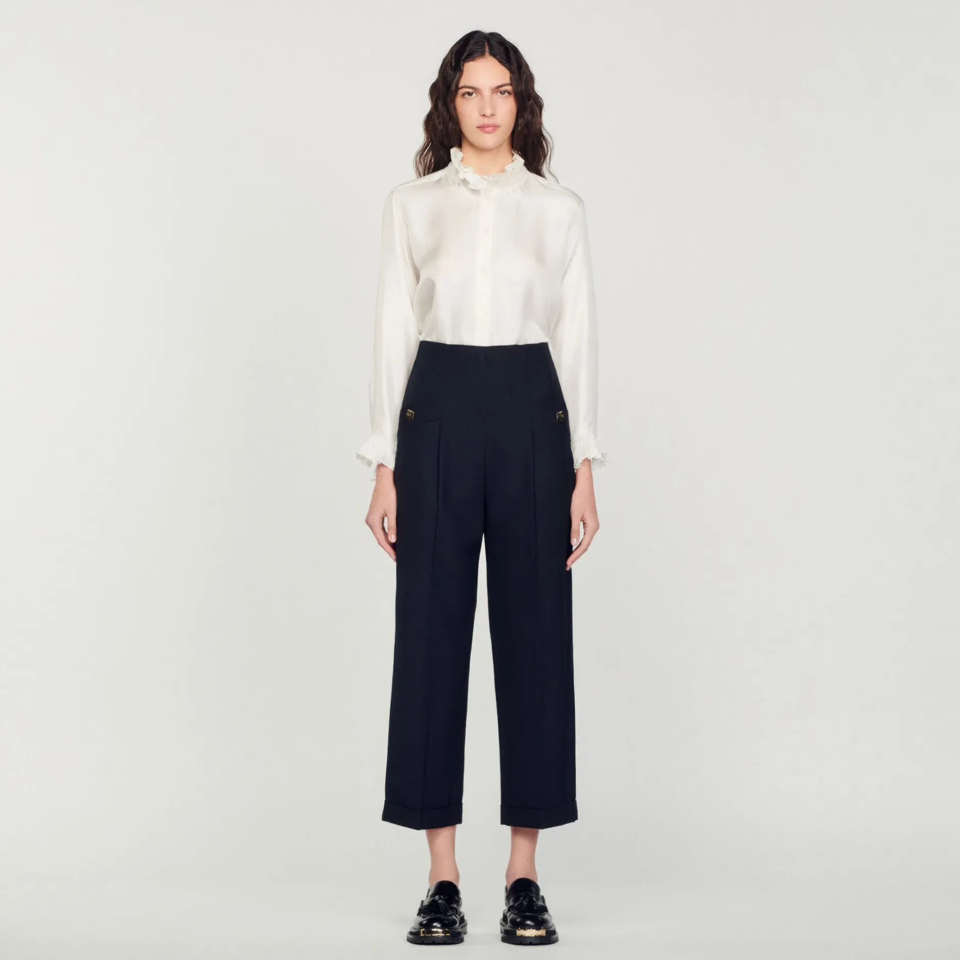 Femme SANDRO Pantalon De Costume Taille Haute