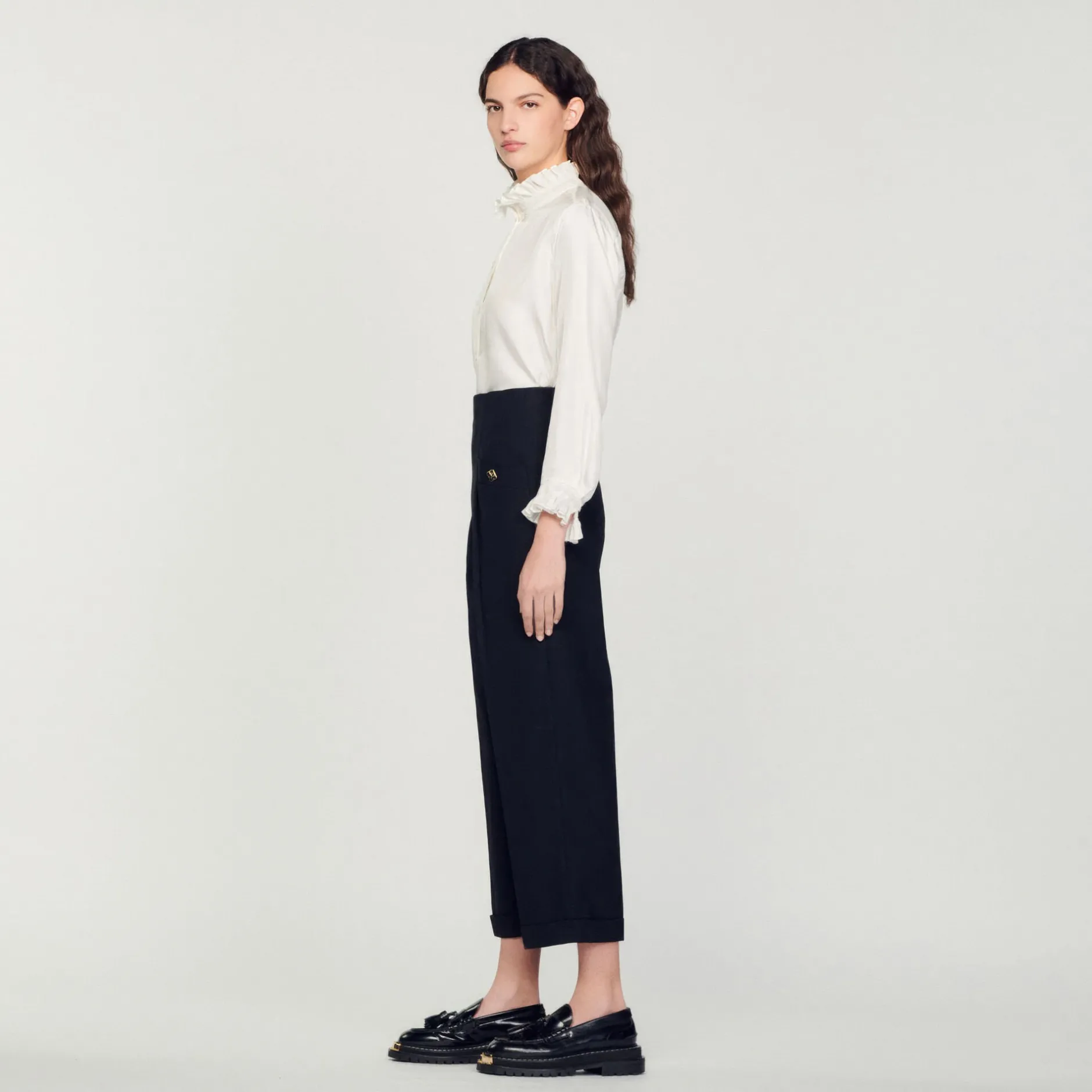 Femme SANDRO Pantalon De Costume Taille Haute