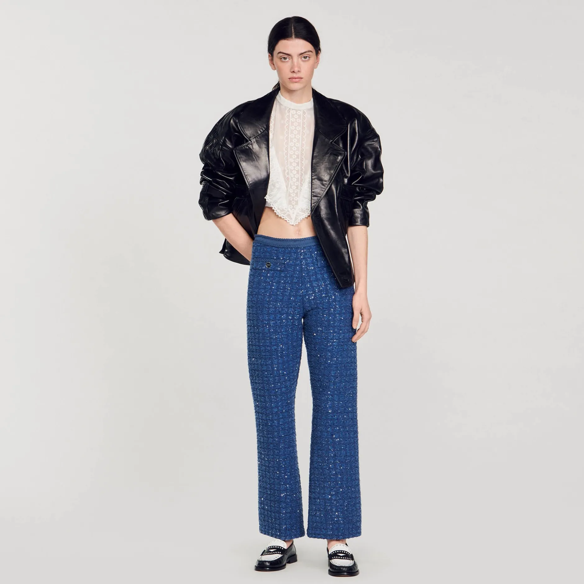 Femme SANDRO Pantalon En Maille Fantaisie