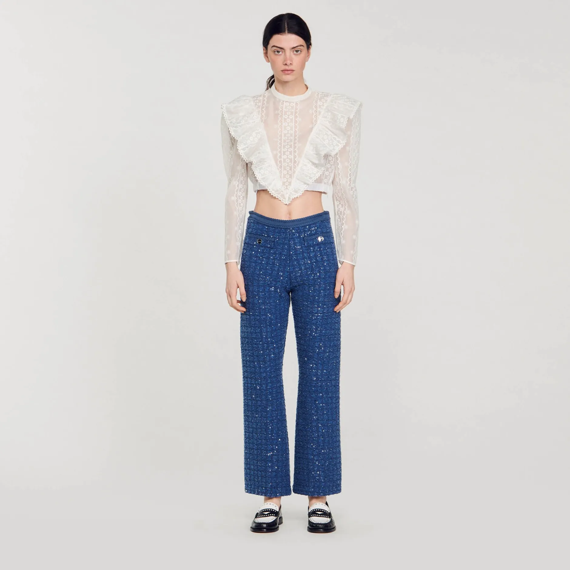 Femme SANDRO Pantalon En Maille Fantaisie